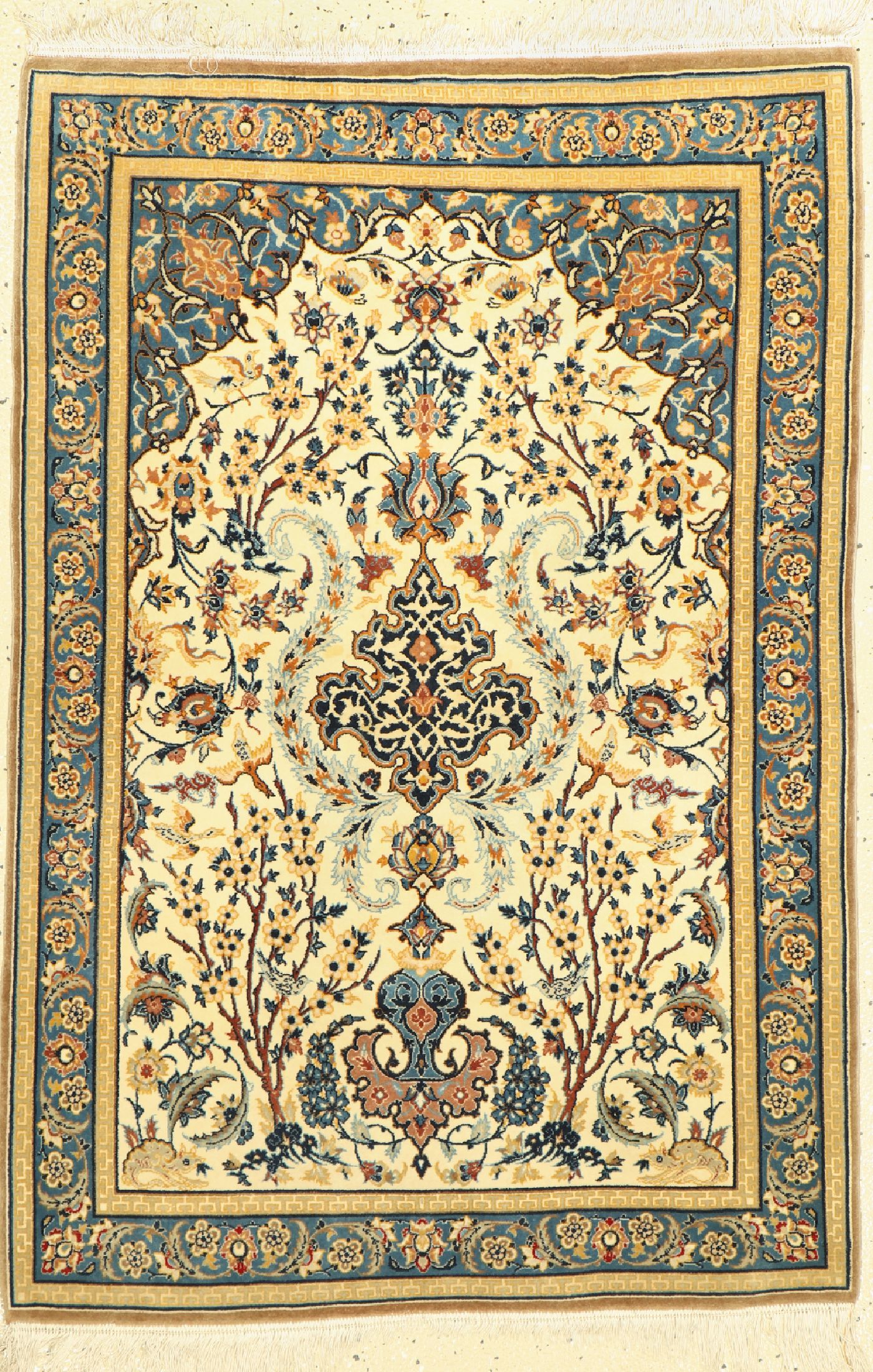 Esfahan fein, Persien, um 1960, Korkwolle auf Seide, ca. 114 x 77 cm, ca. 1.0 Mio. Kn/qm, EHZ: 2