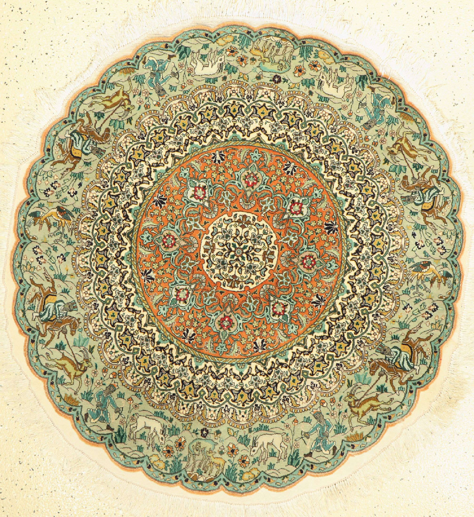 Täbriz fein (rund), Persien, um 1960, Korkwolle, Durchm.ca. 120 cm, EHZ: 2 cm