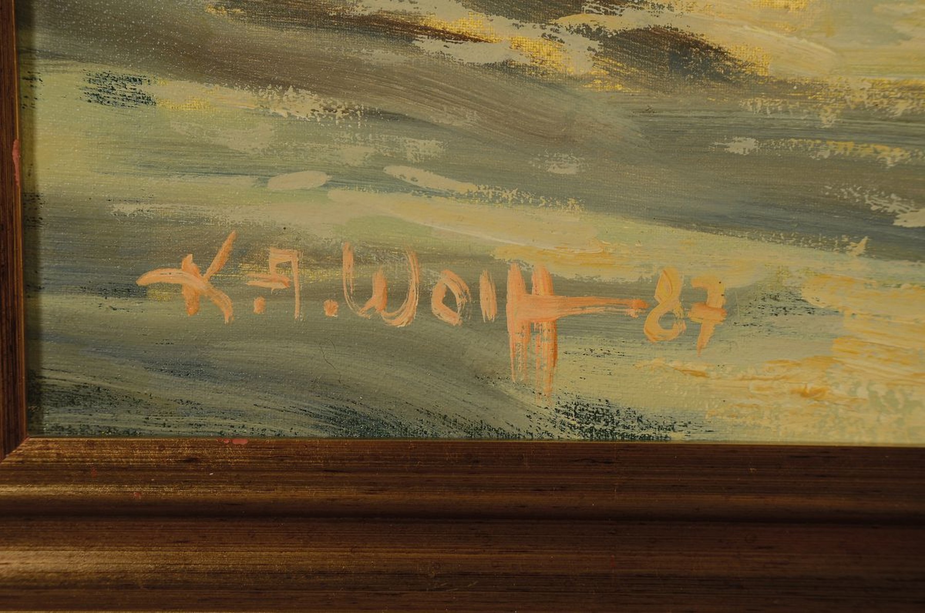 Detail a: Karl August Wolff, geb. 1938 Ludwigshafen/Rh. , lebt und arbeitet in Offenbach a.d. Queich, hier: Rhodt unter Rietburg, rückseitig auf Rahmen bez., ...