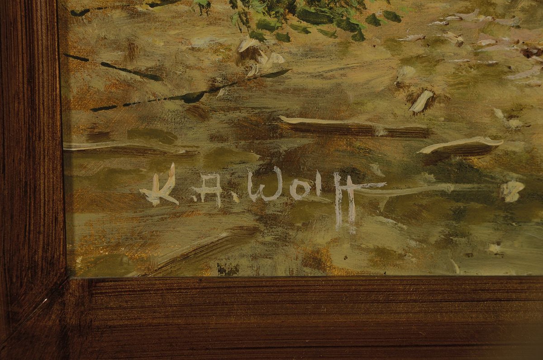 Detail c: Karl August Wolff, geb. 1938 Ludwigshafen/Rh., lebt und arbeitet in Offenbach a.d. Queich, zwei Gemälde: Gänse, ca. 30 x 40 cm und Zuchthahn ...