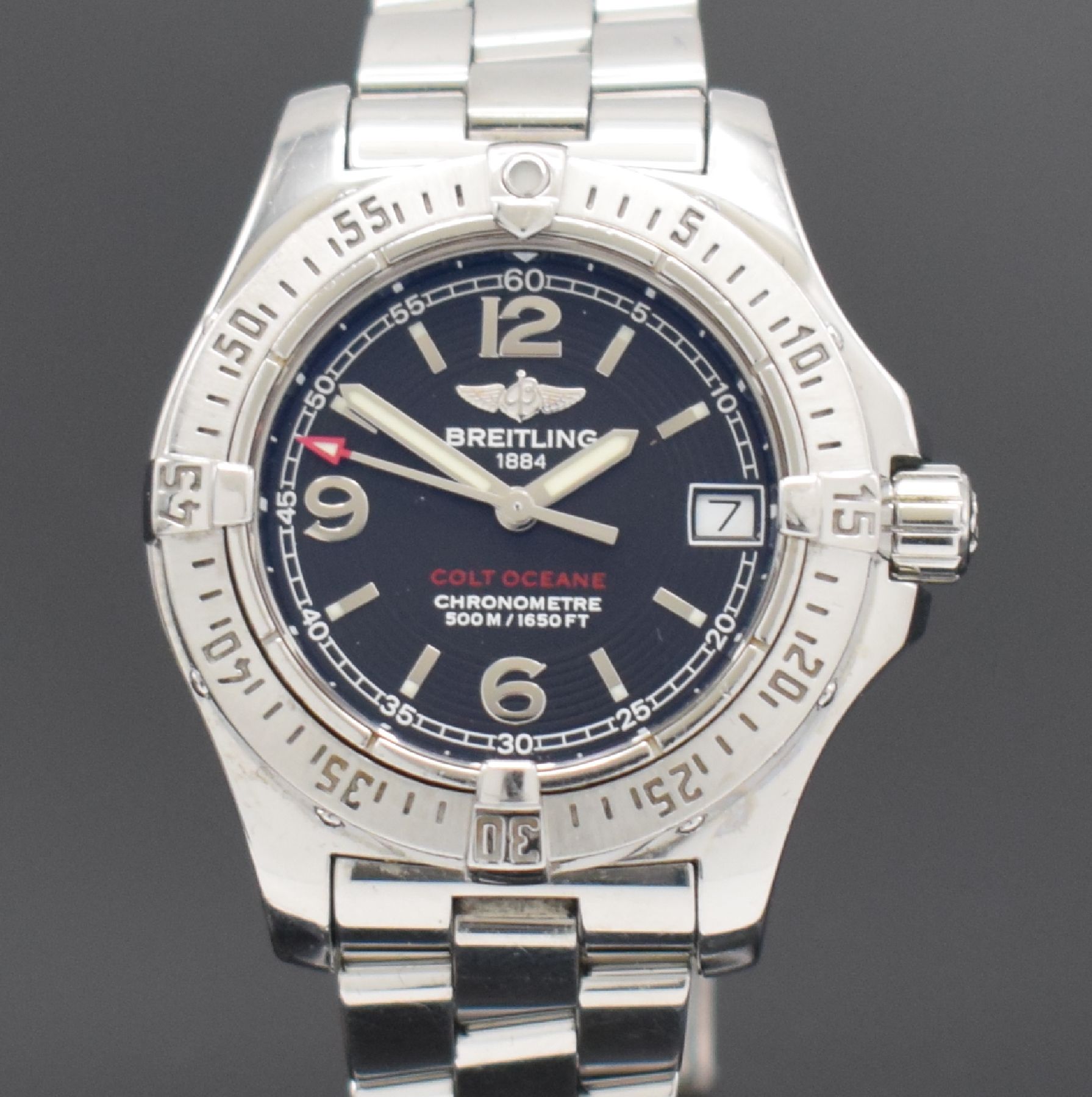 Detail a: BREITLING Damenarmbanduhr Modell Colt Oceane Referenz A77380, Schweiz um 2010, Chronometer in Edelstahl inkl. Gliederband, Boden & Krone verschr., ab ...