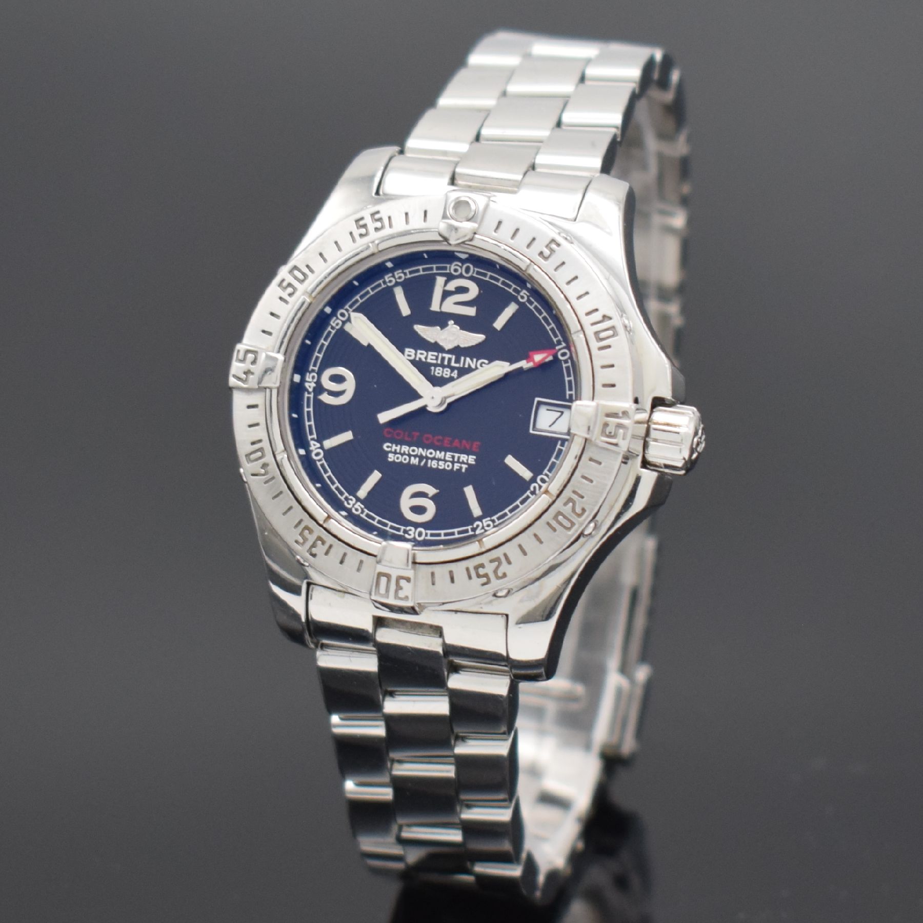 Detail b: BREITLING Damenarmbanduhr Modell Colt Oceane Referenz A77380, Schweiz um 2010, Chronometer in Edelstahl inkl. Gliederband, Boden & Krone verschr., ab ...
