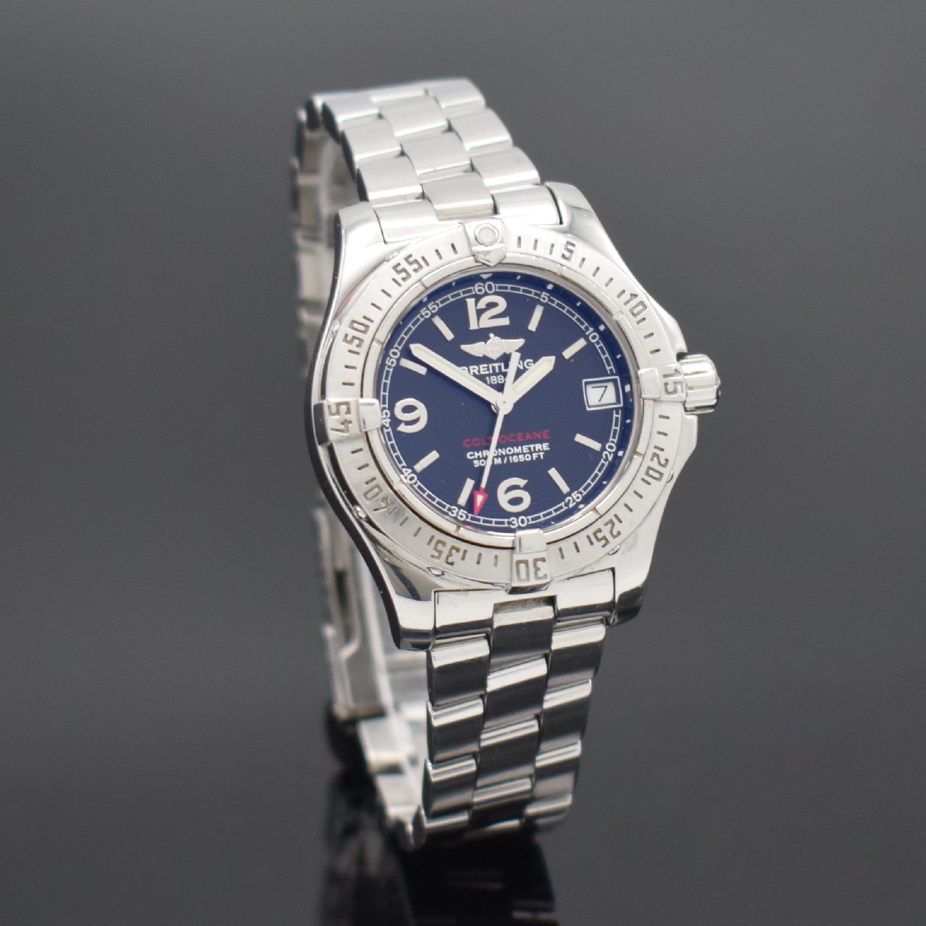 Detail d: BREITLING Damenarmbanduhr Modell Colt Oceane Referenz A77380, Schweiz um 2010, Chronometer in Edelstahl inkl. Gliederband, Boden & Krone verschr., ab ...