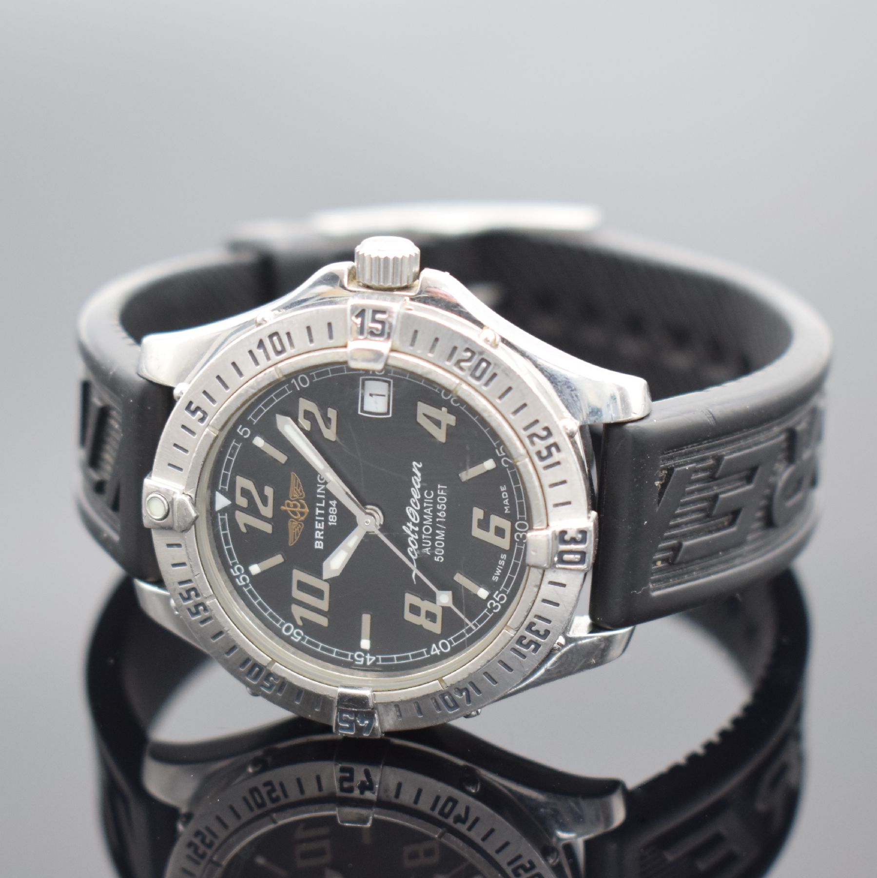 Detail b: BREITLING Colt Ocean Herrenarmbanduhr in Stahl, Schweiz um 2000, Automatik, Ref. A17050, Boden & Krone verschr., orig. Kautschukband m. orig. ...