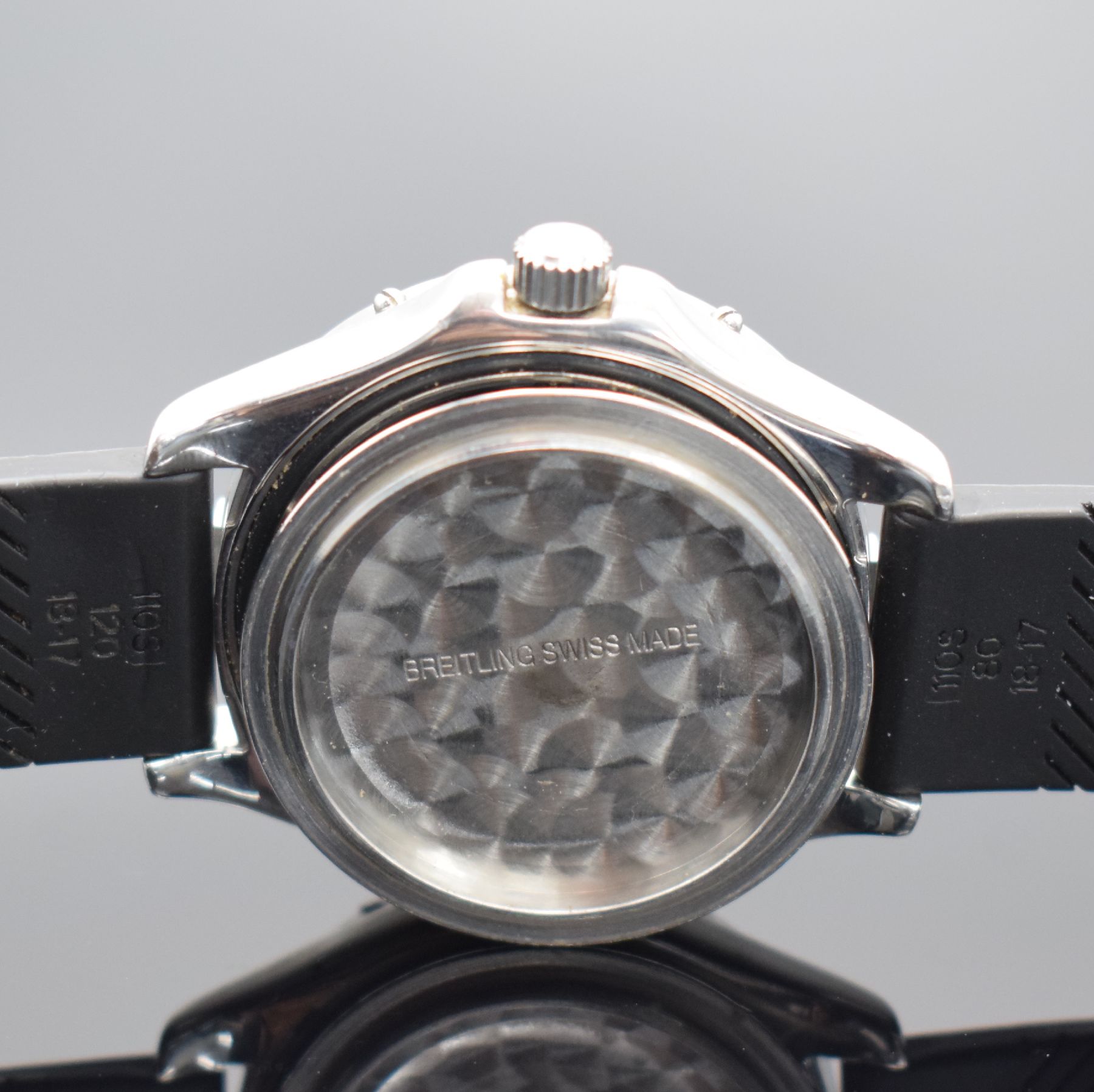 Detail h: BREITLING Colt Ocean Herrenarmbanduhr in Stahl, Schweiz um 2000, Automatik, Ref. A17050, Boden & Krone verschr., orig. Kautschukband m. orig. ...