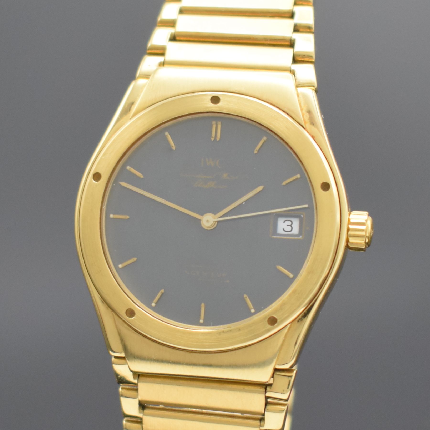 Detail a: IWC Ingenieur Armbanduhr in GG 750/000 mit Goldband, Schweiz um 1985, quarz, massives Goldgeh., unsign. / nummerierter Boden geschr., orig. ...