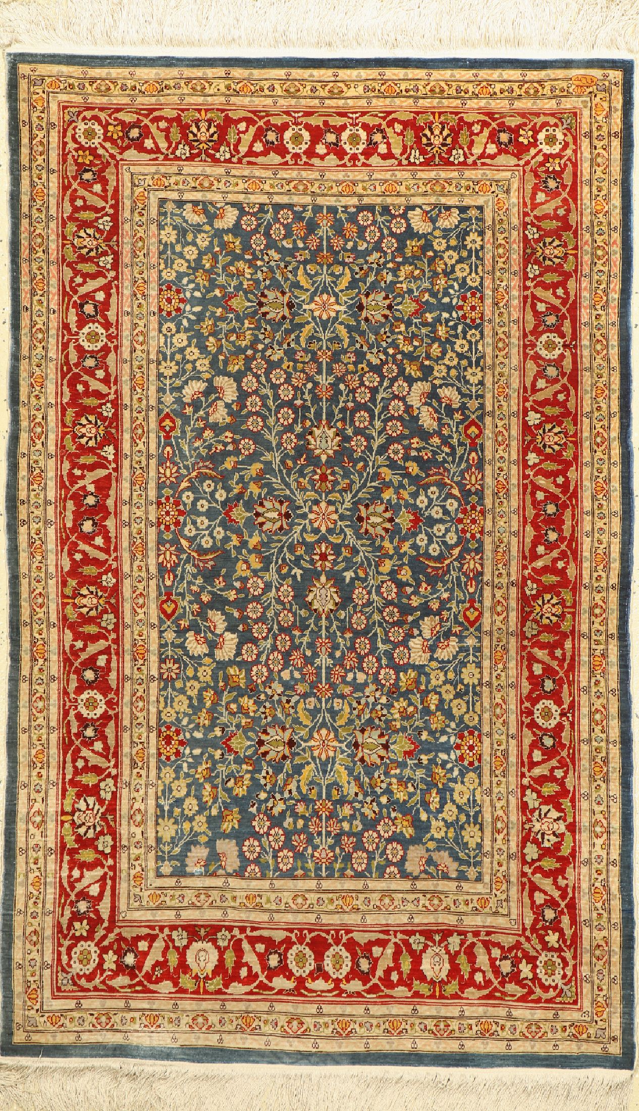 Hereke Seide fein, signiert, Türkei, ca. 60Jahre, reine Naturseide, ca. 138 x 78 cm, EHZ:2