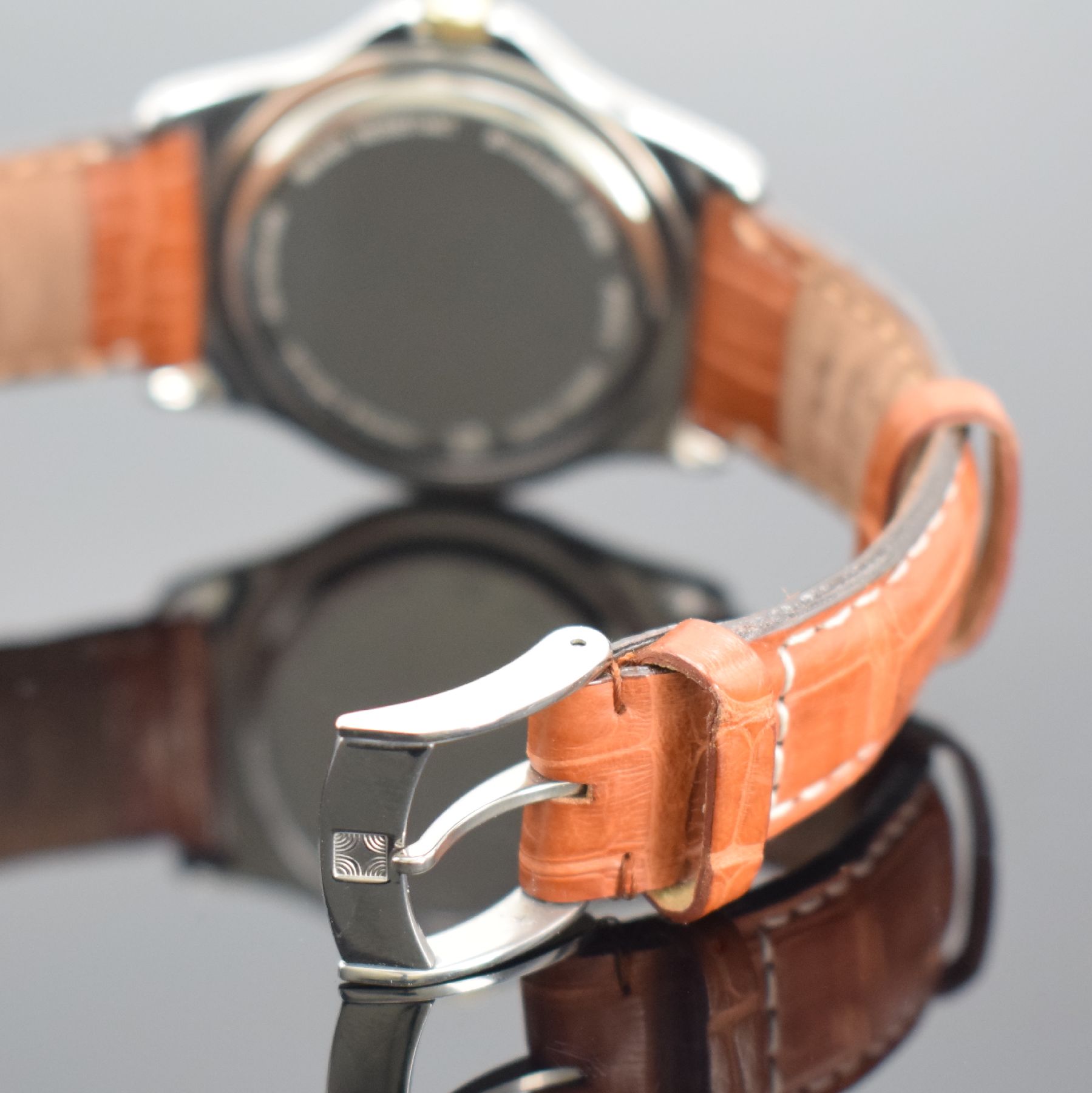 Detail c: ZENITH Elite GMT Herrenarmbanduhr in Stahl/Gold, Schweiz um 2000, Automatik, Ref. 90/410030 682, Boden aufgedr., orig. Lederband m. orig. Dornschl., ...