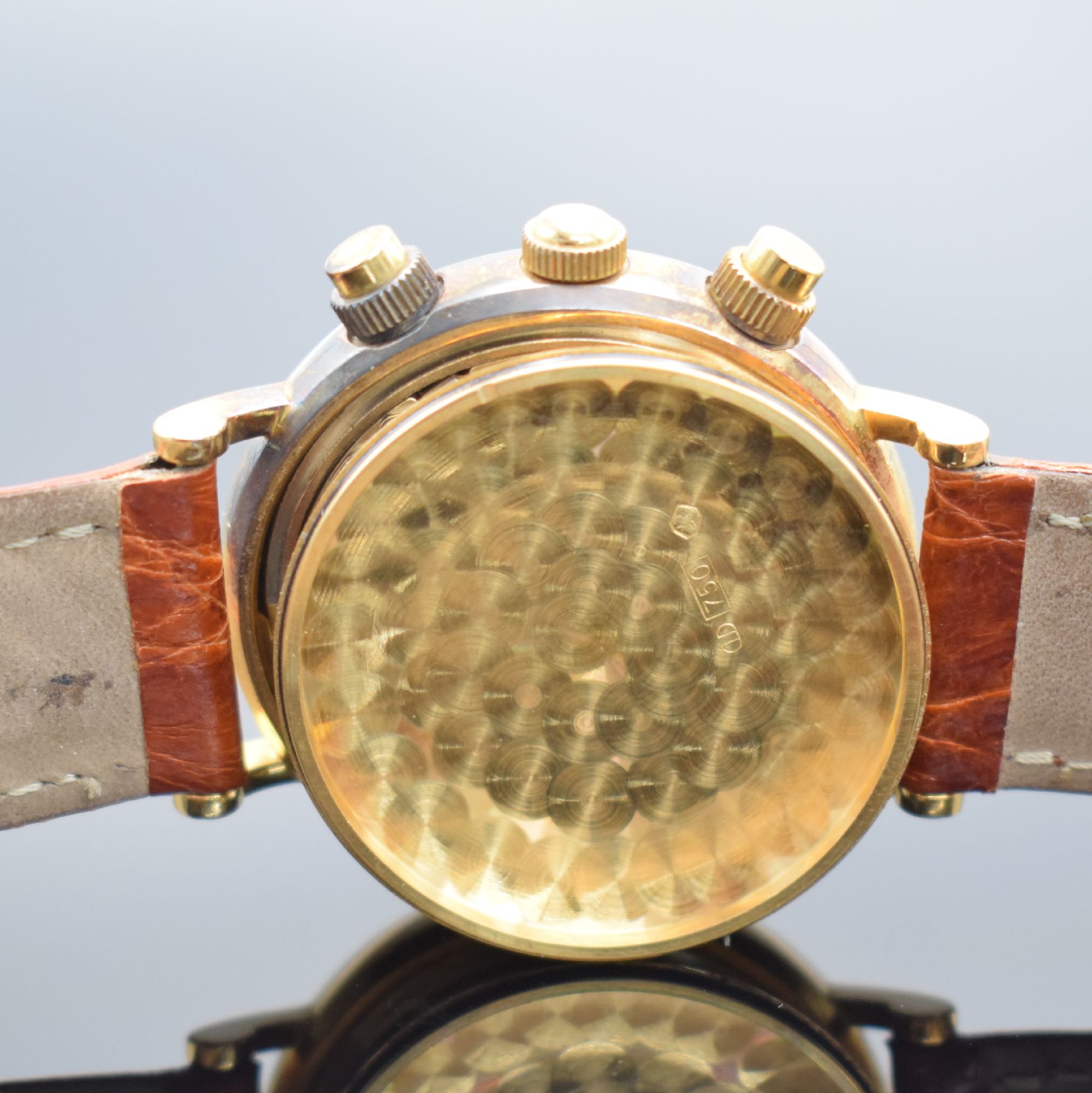 Detail h: JAGUAR Herrenchronograph in GG 750/000, Schweiz um 2000, Automatik, 2-teil. Gehäuse, Boden aufgedr., verg. Zifferbl. m. röm. Zahlen, Hilfszifferbl. ...