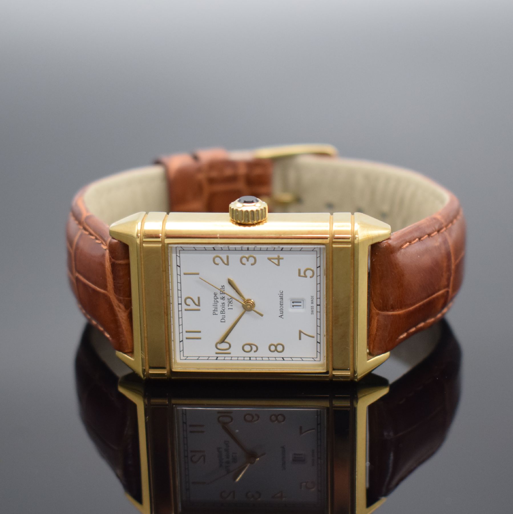 Detail b: PHILIPPE DU BOIS & FILS 1785 limitierte Herrenarmbanduhr in GG 750/000, Schweiz um 2005, Automatik, auf 799 Stück limitiertes Sondermodell, beids. ...