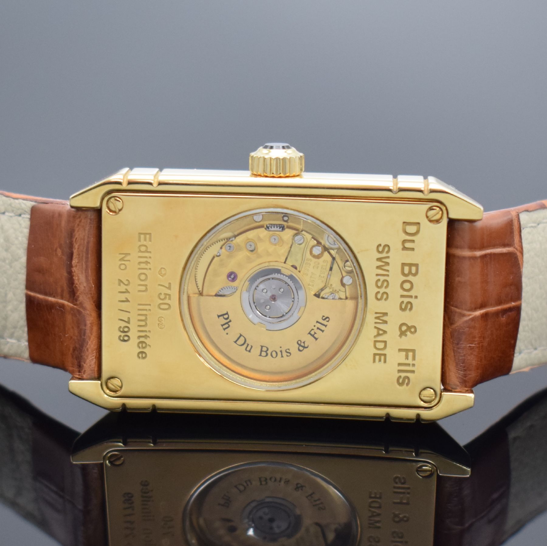 Detail d: PHILIPPE DU BOIS & FILS 1785 limitierte Herrenarmbanduhr in GG 750/000, Schweiz um 2005, Automatik, auf 799 Stück limitiertes Sondermodell, beids. ...
