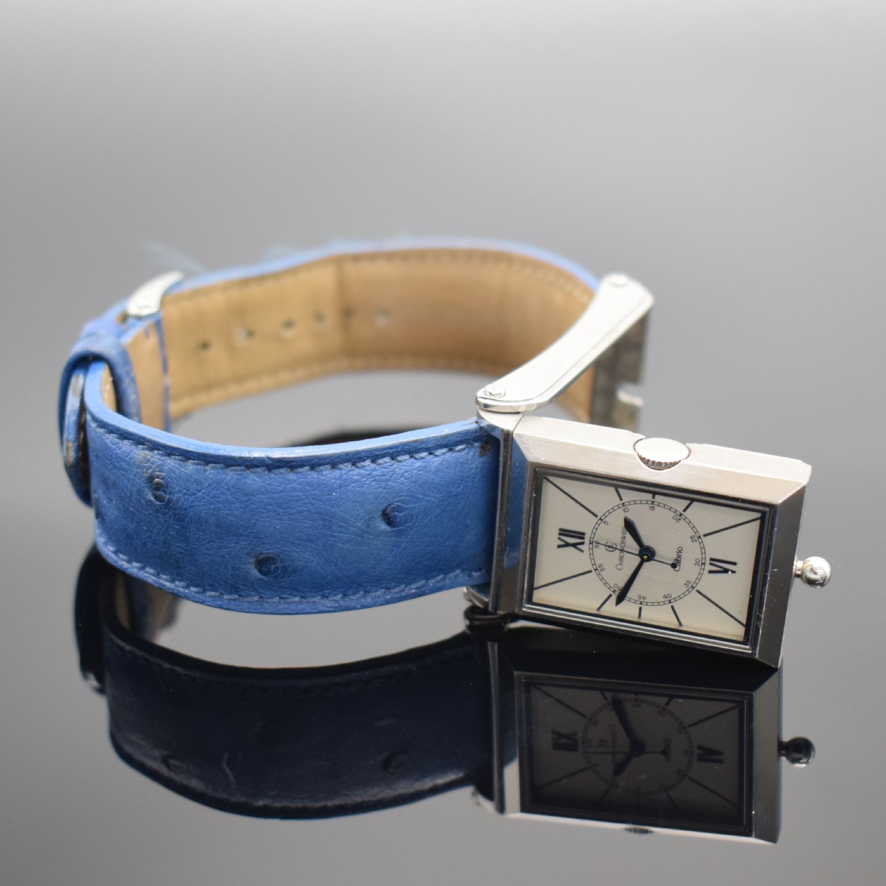 Detail b: CHRONOSWISS Cabrio Herrenarmbanduhr, Schweiz um 1995, Automatik, ausklappbares Edelst.-Wendegeh. inkl. orig. Lederband m. Dornschl., beids. vergl., ...