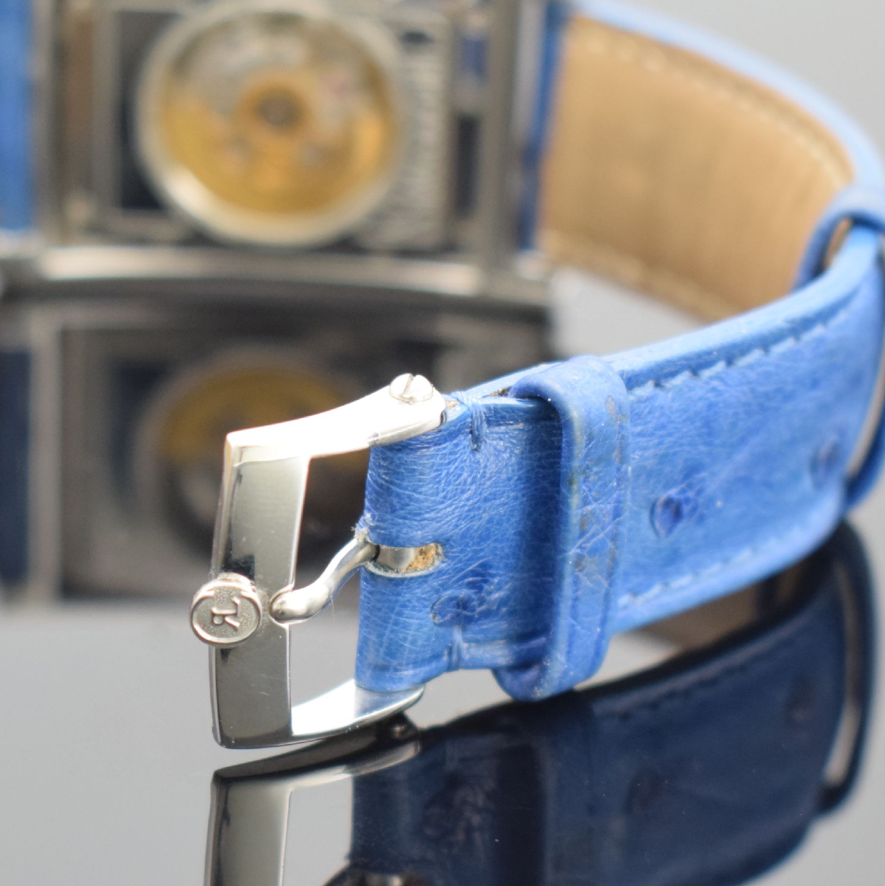 Detail c: CHRONOSWISS Cabrio Herrenarmbanduhr, Schweiz um 1995, Automatik, ausklappbares Edelst.-Wendegeh. inkl. orig. Lederband m. Dornschl., beids. vergl., ...