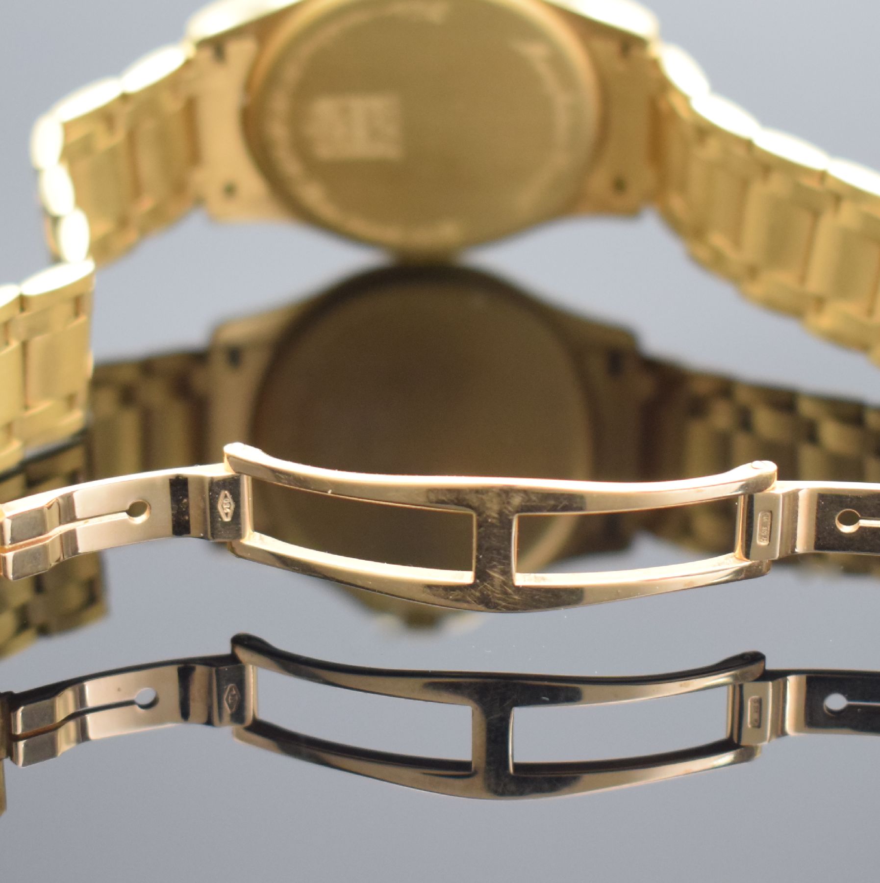 Detail d: ZENITH Elite Automatik 670 Herrenarmbanduhr in GG 750/000 mit Goldband, Schweiz um 1990, Automatik, Ref. 90.00.80 670, massives Goldgeh., Boden ...