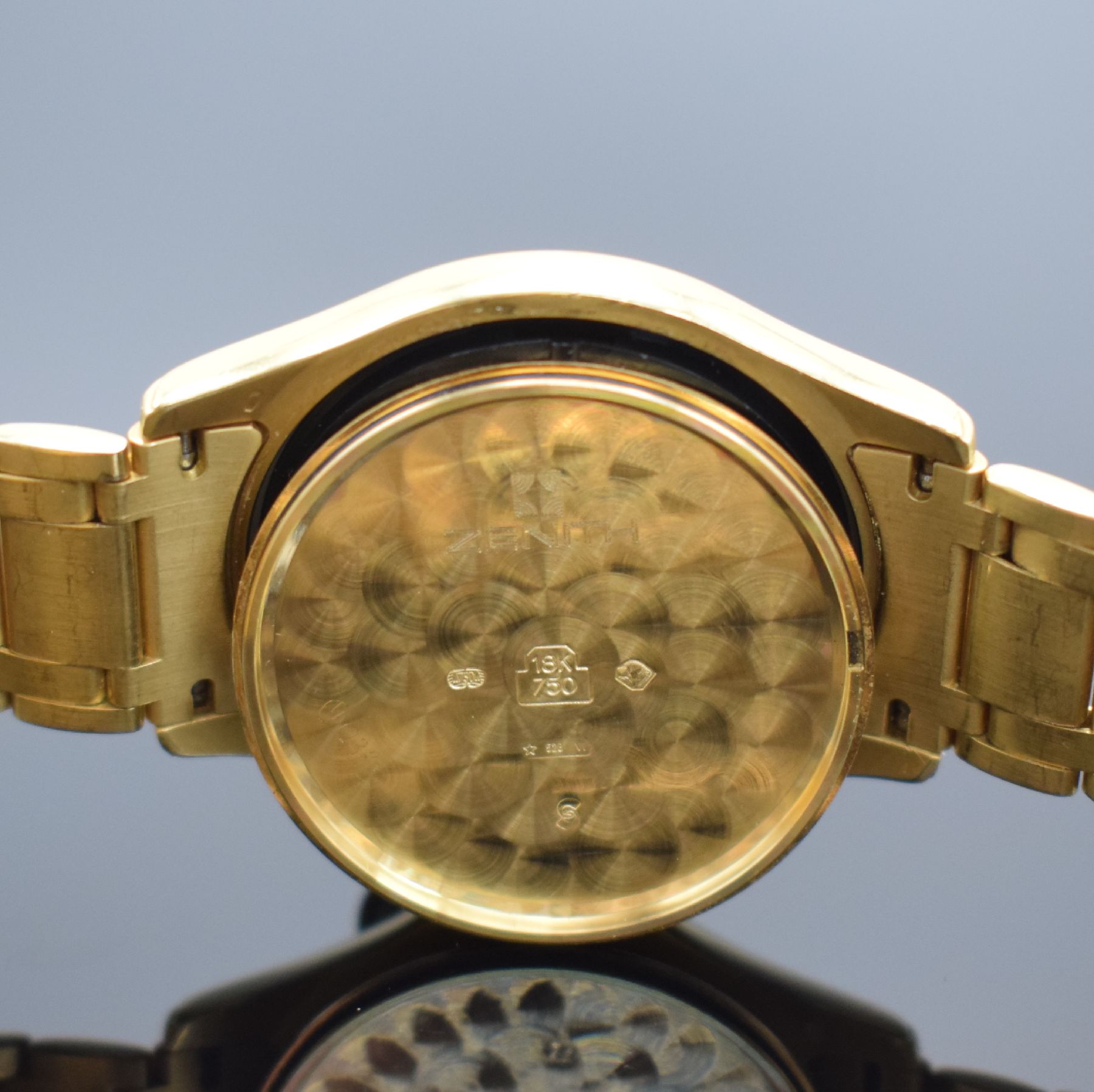 Detail i: ZENITH Elite Automatik 670 Herrenarmbanduhr in GG 750/000 mit Goldband, Schweiz um 1990, Automatik, Ref. 90.00.80 670, massives Goldgeh., Boden ...