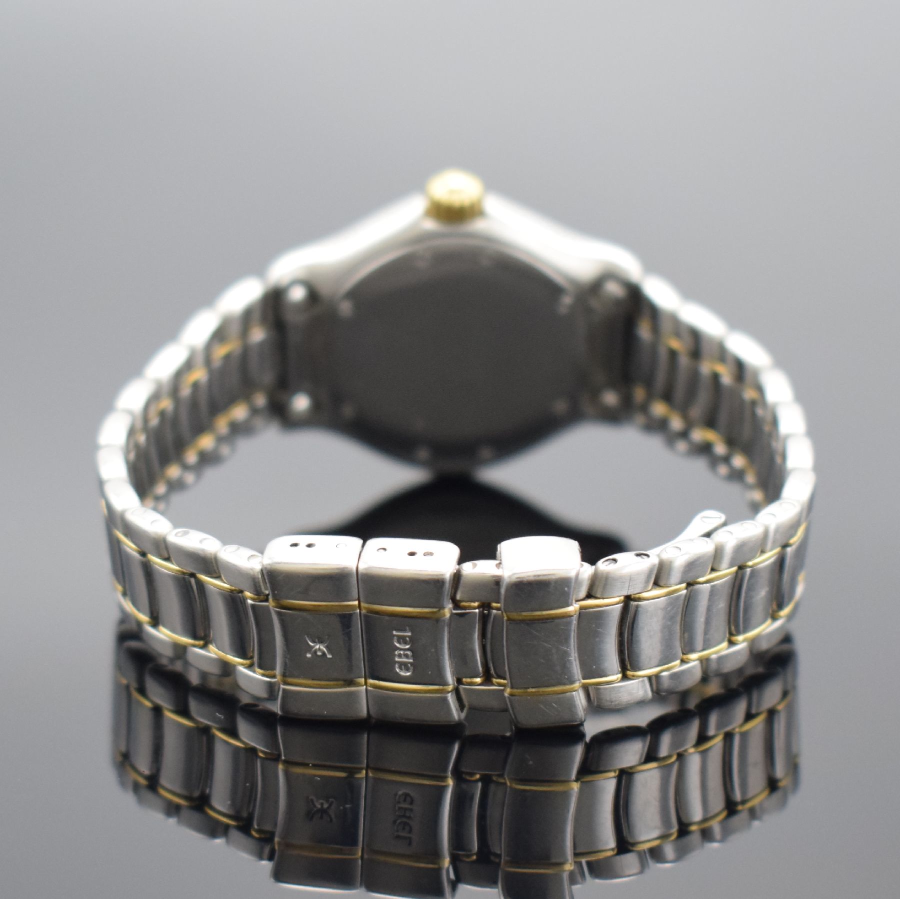 Detail c: EBEL Discovery Damenarmbanduhr, Schweiz um 1995, Ref. 183912, Edelstahl & Gold komb., massives Geh., Gliederband m. Faltschl., eins. drehb. Lünette ...