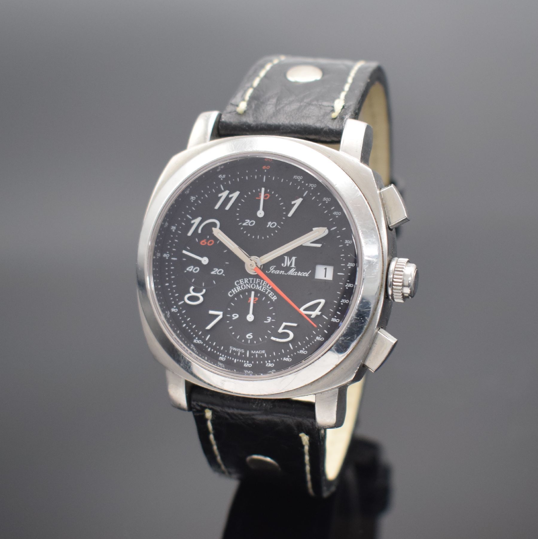 JEAN MARCEL Targa 911 limitierter Herrenchronograph mit Chronometer in Stahl, Schweiz um 2005, Automatik, auf 911 Stück limitiertes Sondermodell, ...