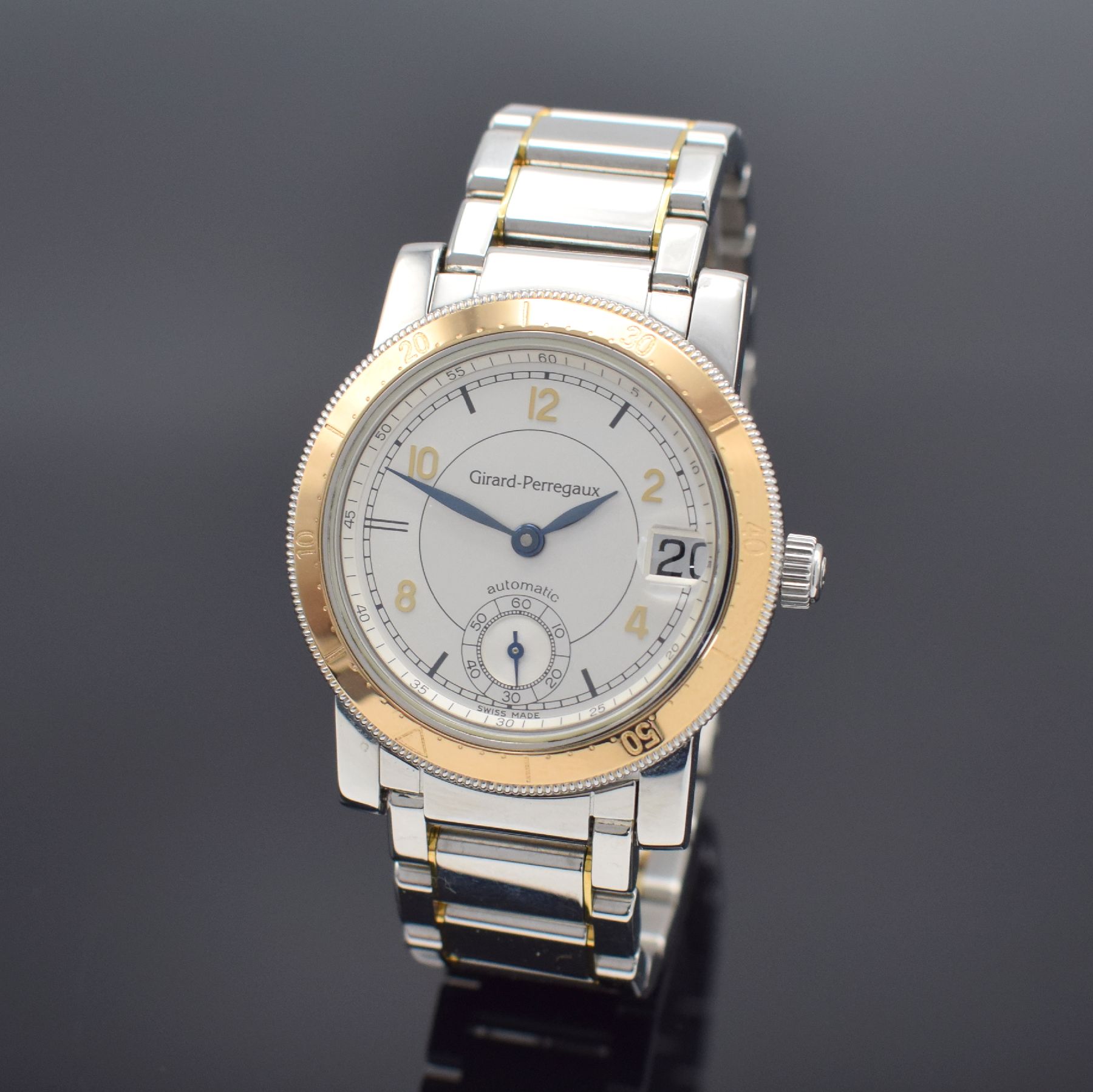 GIRARD PERREGAUX Herrenarmbanduhr, Schweiz um 1995, Automatik, Edelstahl/Gold komb., Boden 6-fach verschr. (3x Schr. def. / nicht zu lösen), ...