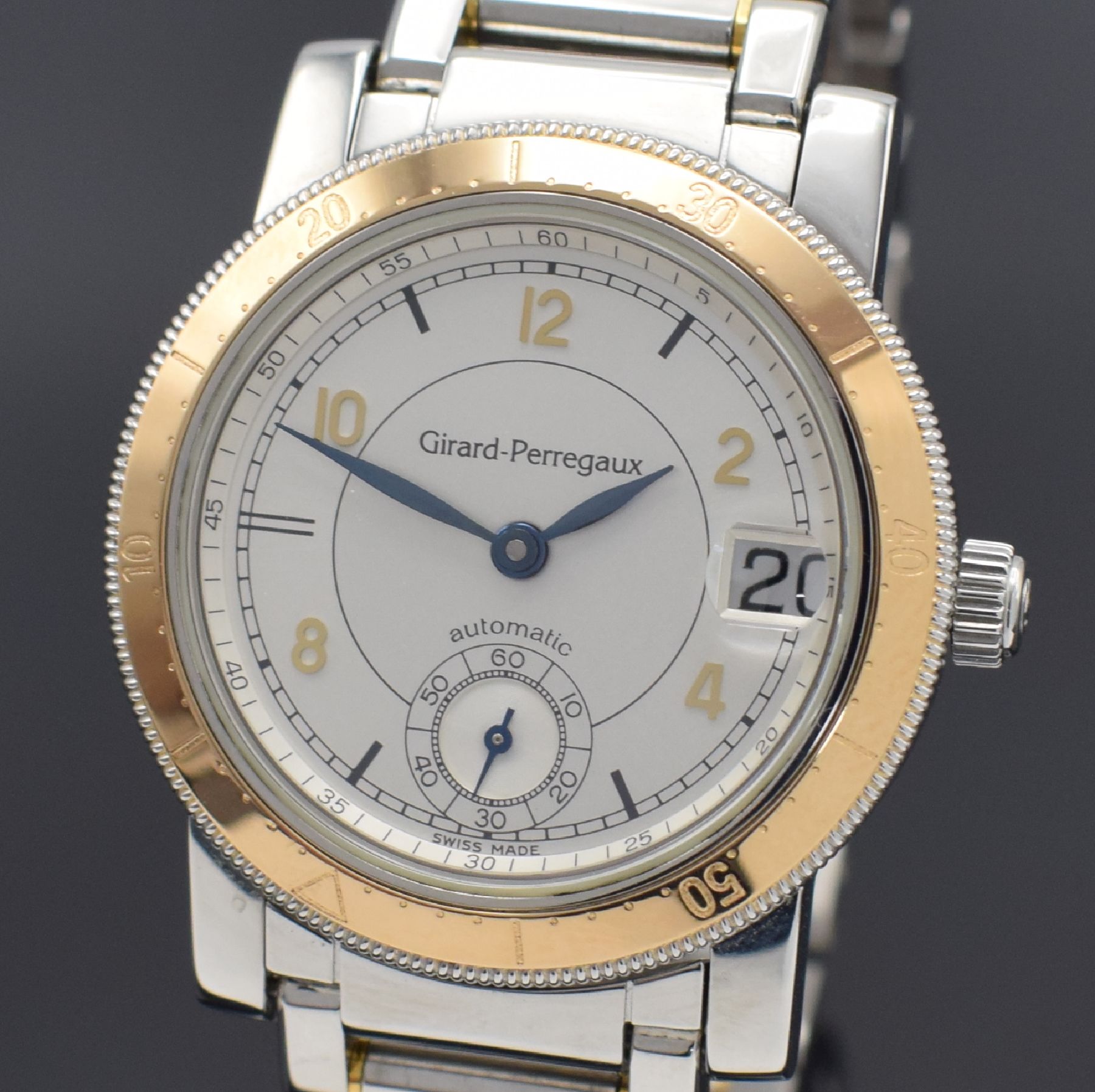 Detail a: GIRARD PERREGAUX Herrenarmbanduhr, Schweiz um 1995, Automatik, Edelstahl/Gold komb., Boden 6-fach verschr. (3x Schr. def. / nicht zu lösen), ...