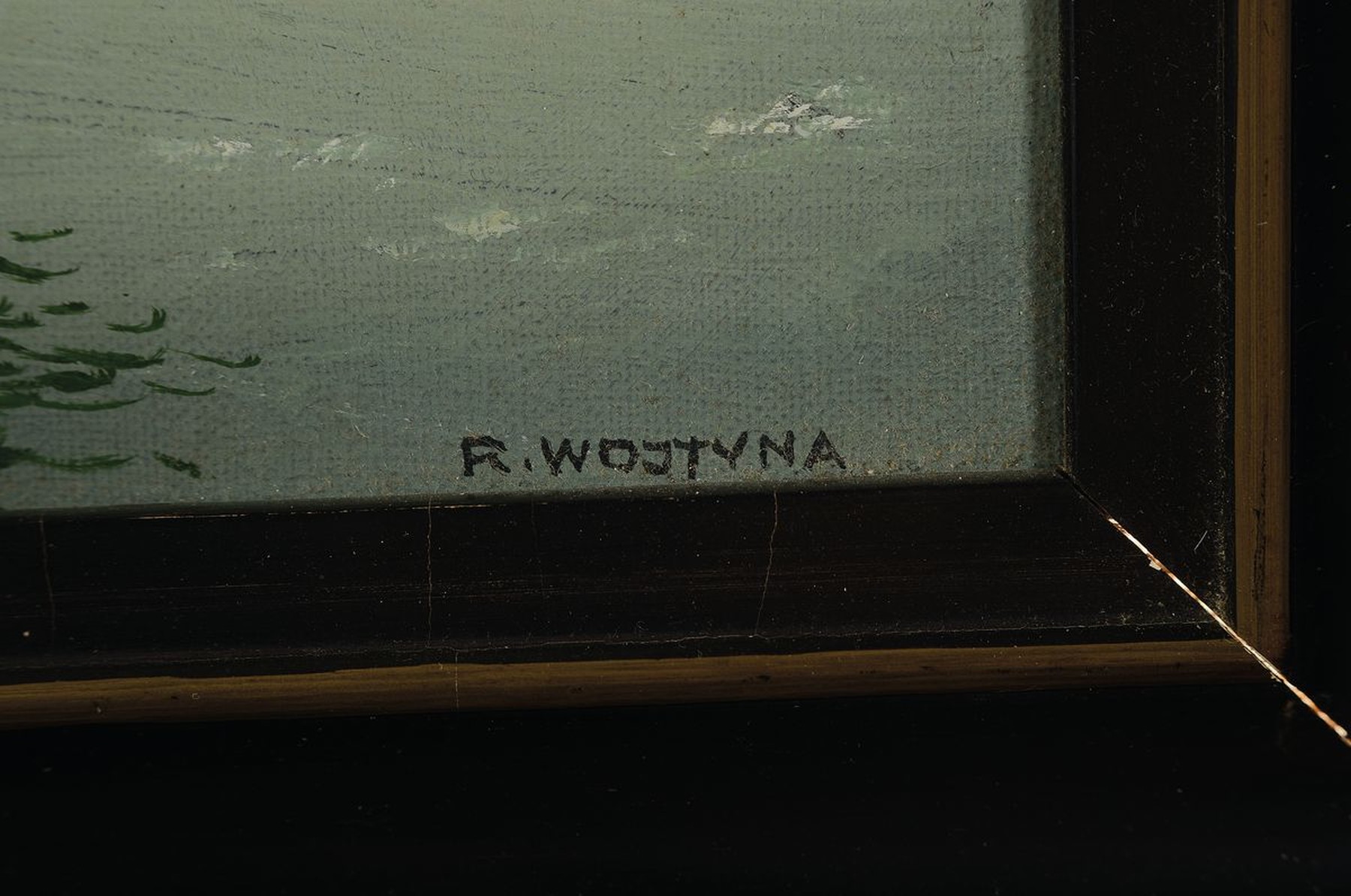 Detail a: Ryszard Woityna, 1926 Warschau - 1990, Studium an der Staatlichen Hochschule für Bildende Künste Warschau, Teich- u. Erntelandschaft, wohl ...