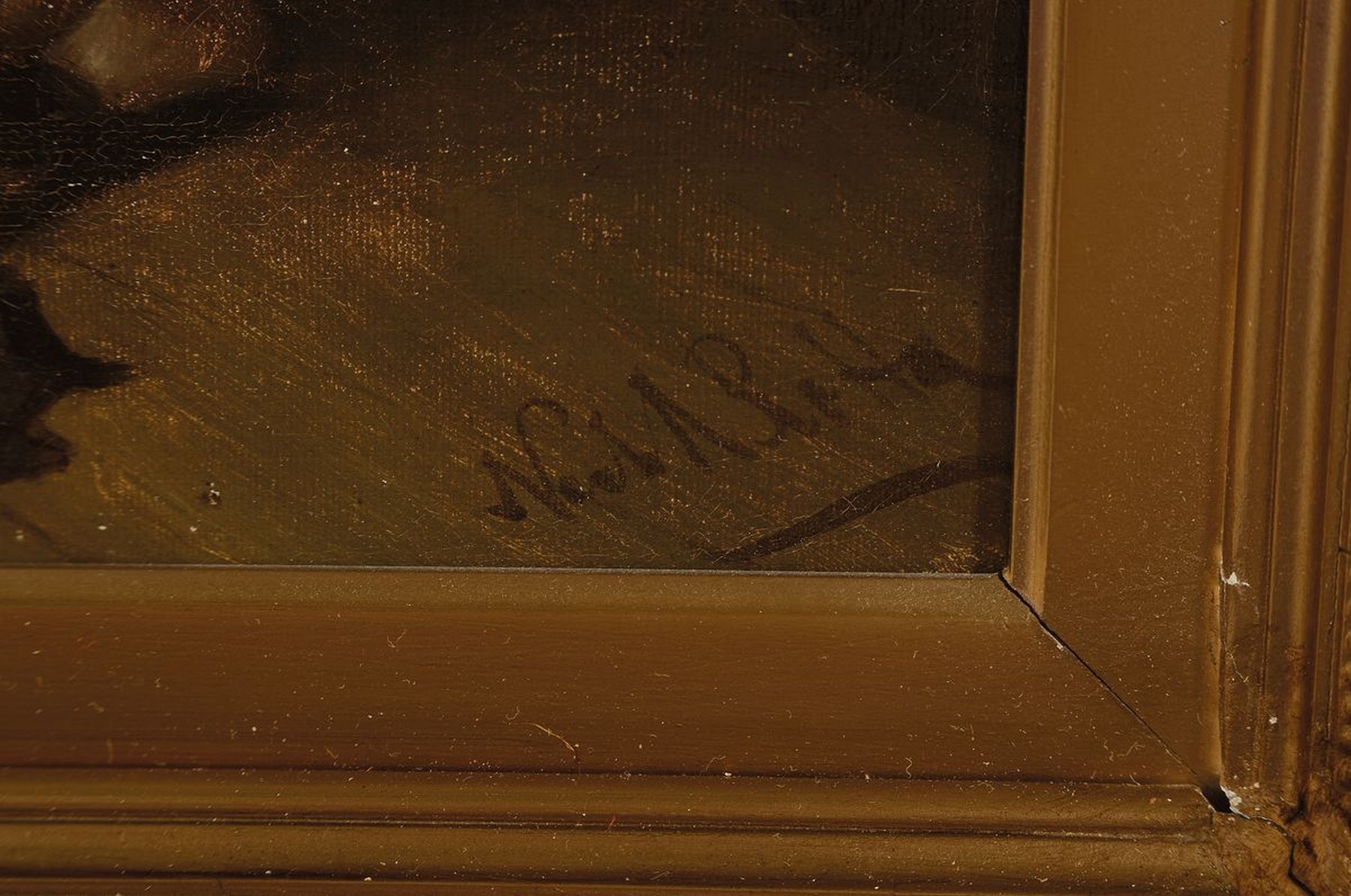 Detail a: Zwei Niederländische Traditionalisten, Ende 19. Jh., Zwei Genreszenen: a. beim Schuhmacher, rechts unten signiert, min. Lwd. -Schaden; b. beim ...