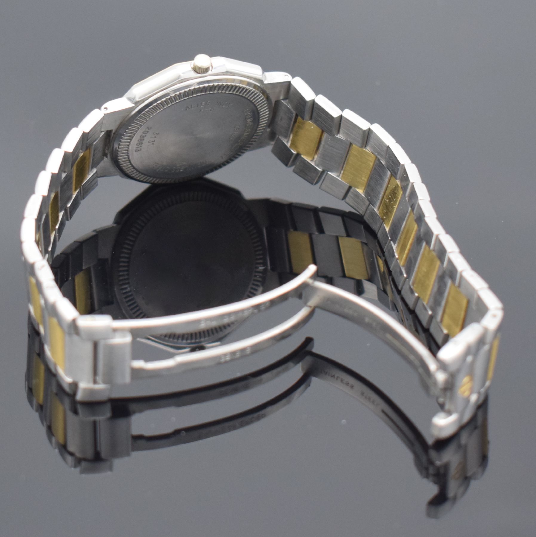 Detail g: BAUME & MERCIER Riviera Herrenarmbanduhr, Schweiz um 1995, Automatik, Ref. 3131, Edelstahl/Gold komb. inkl. orig. Gliederband m. Faltschl., Boden & ...