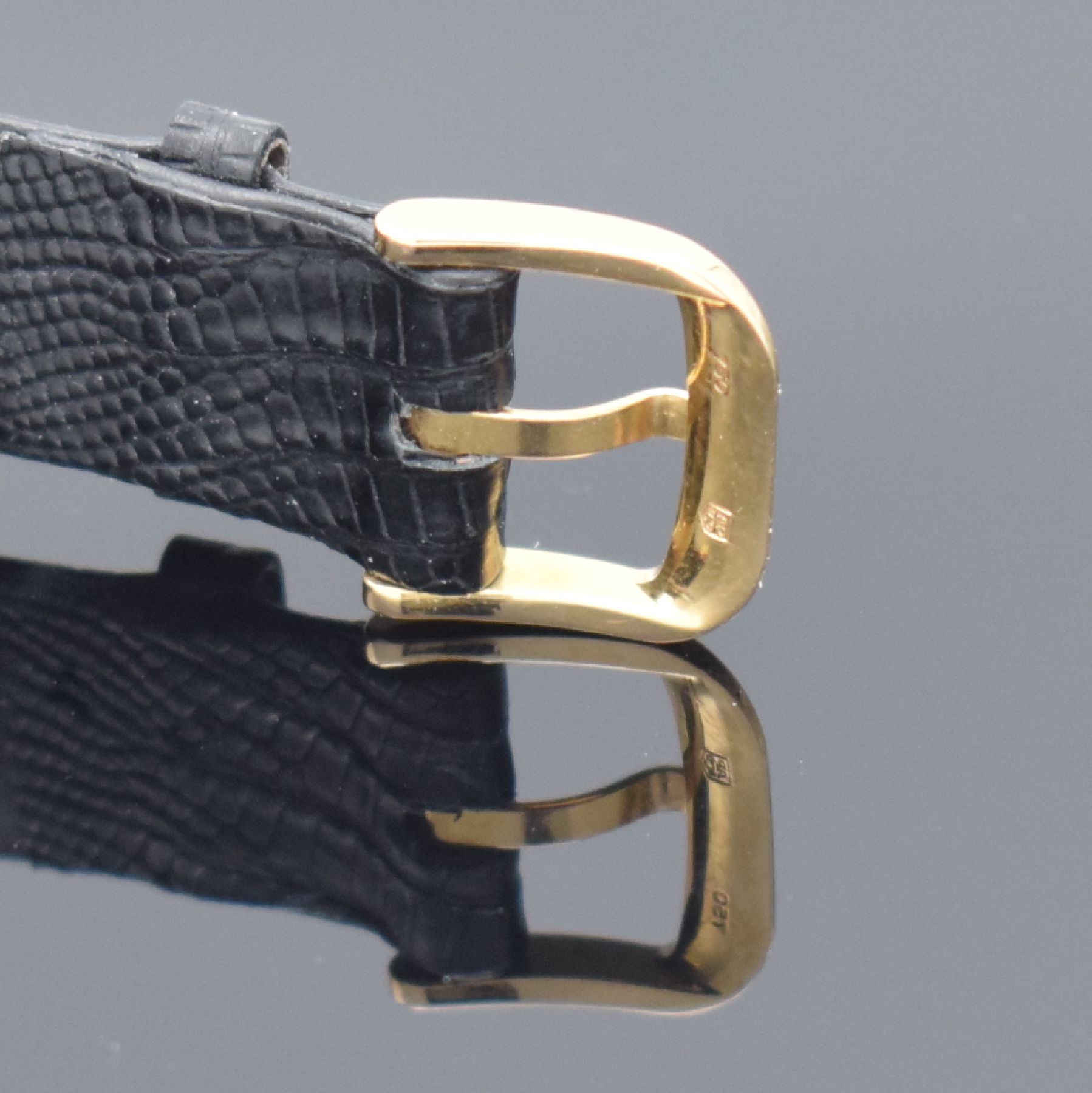 Detail h: AUDEMARS PIGUET Armbanduhr in RoséG 750/000, Schweiz um 1995, Handaufzug, Boden aufgedr., neutr. Lederband m. orig. RoséG 750/000 Dornschl., neutr. ...