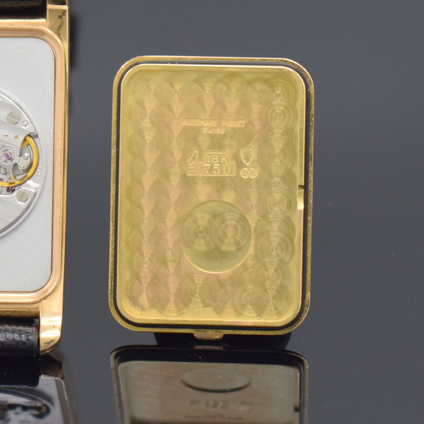 Detail k: AUDEMARS PIGUET Armbanduhr in RoséG 750/000, Schweiz um 1995, Handaufzug, Boden aufgedr., neutr. Lederband m. orig. RoséG 750/000 Dornschl., neutr. ...