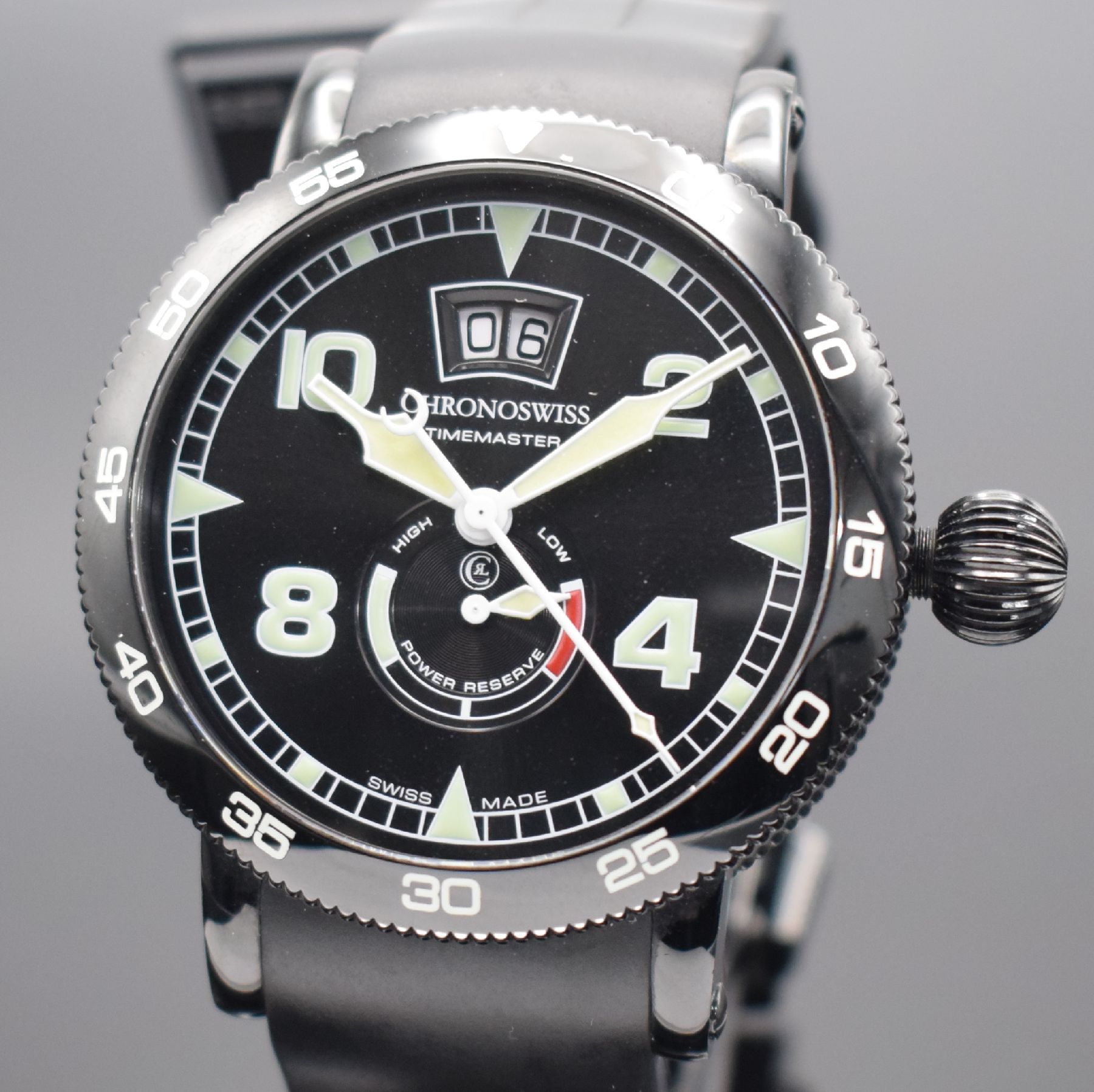 Detail a: CHRONOSWISS Timemaster Herrenarmbanduhr, Schweiz um 2020, Automatik, Ref. CH 3535.1, DLC beschichtetes Edelstahlgeh. inkl. orig. Kautschukband m. ...