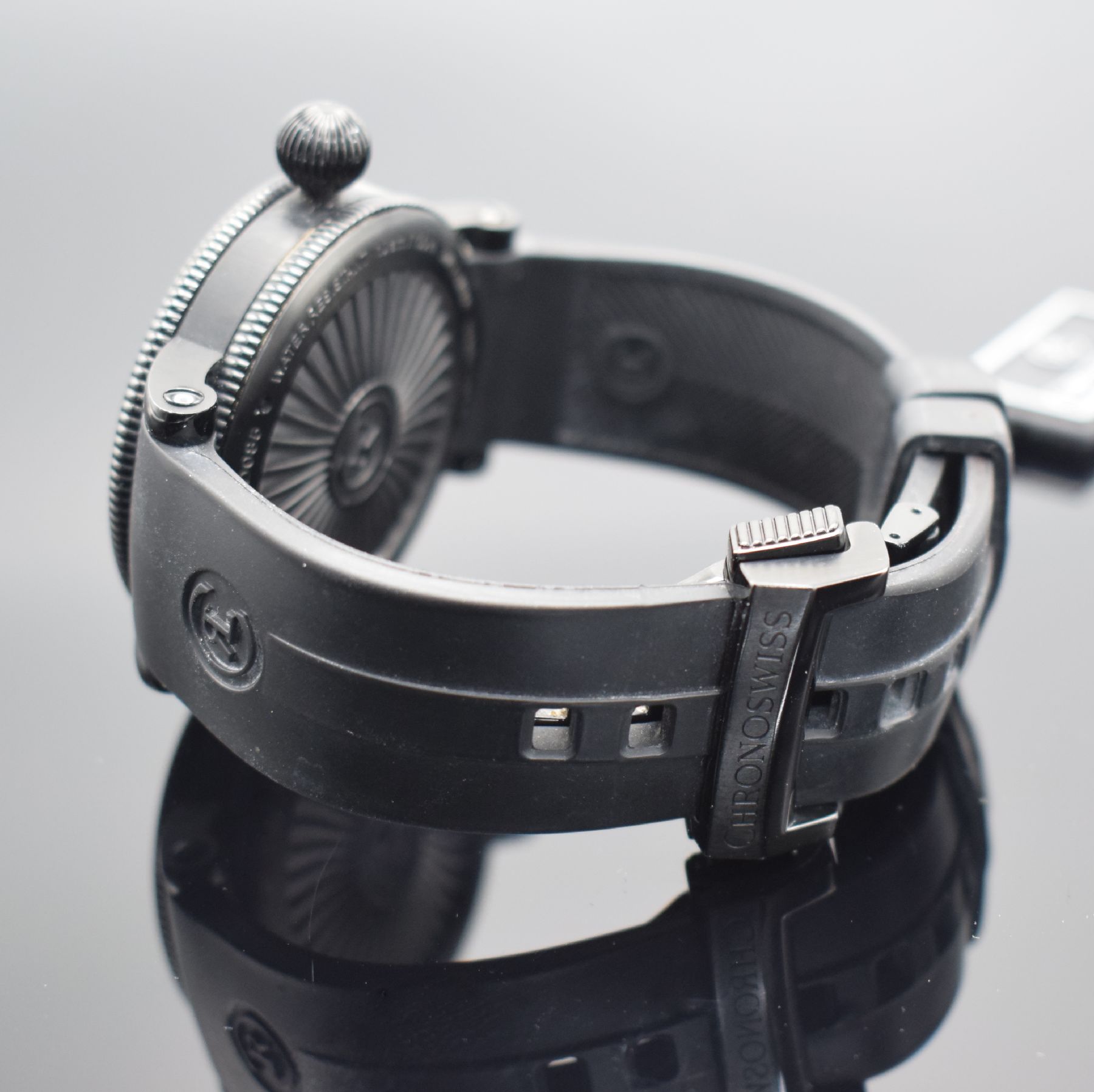 Detail b: CHRONOSWISS Timemaster Herrenarmbanduhr, Schweiz um 2020, Automatik, Ref. CH 3535.1, DLC beschichtetes Edelstahlgeh. inkl. orig. Kautschukband m. ...