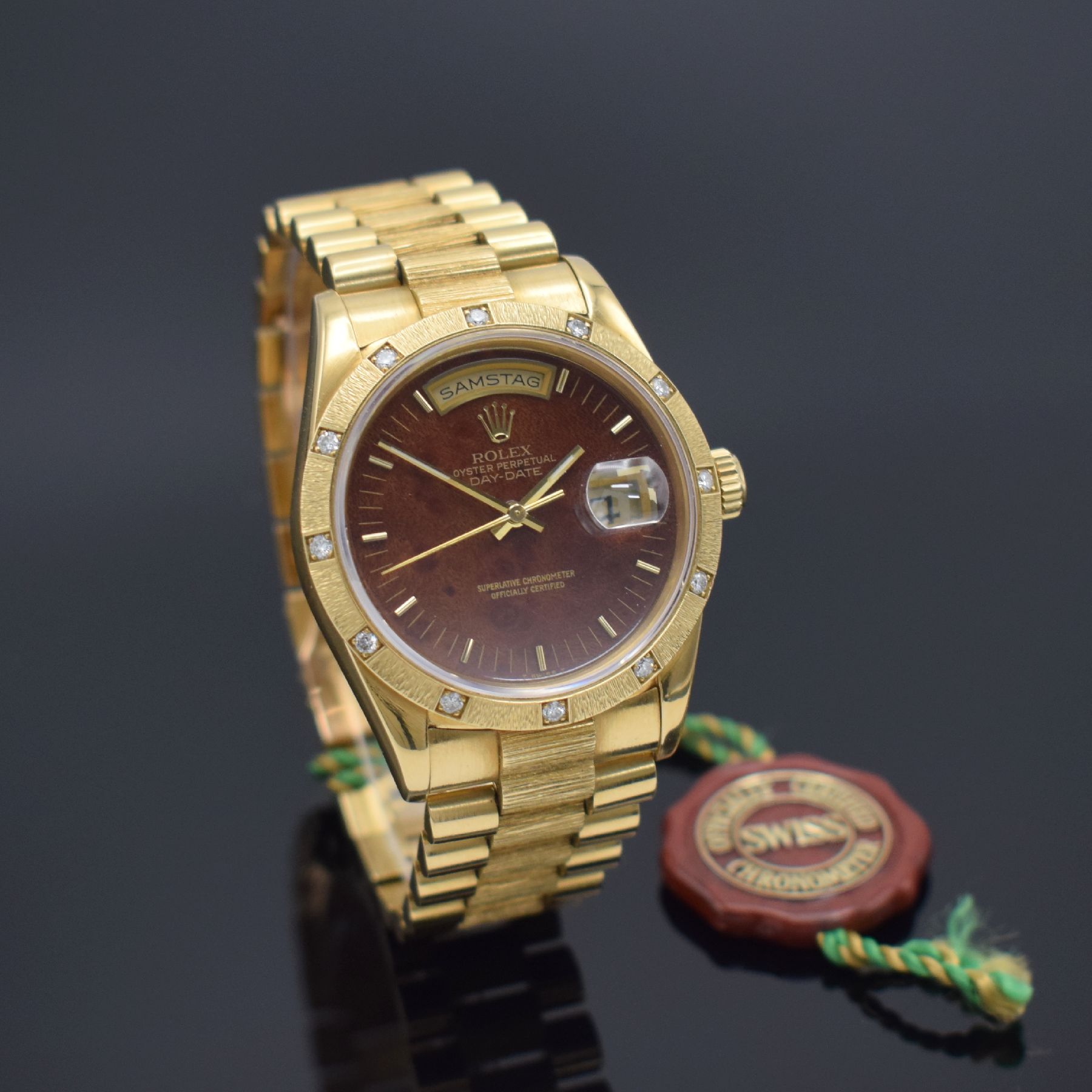 Detail b: ROLEX Oyster Perpetual Day-Date Herrenarmbanduhr in GG 750/000 Referenz 18248, Schweiz um 1990, Automatik, L-Serie, verschr. Oystergehäuse inkl. ...