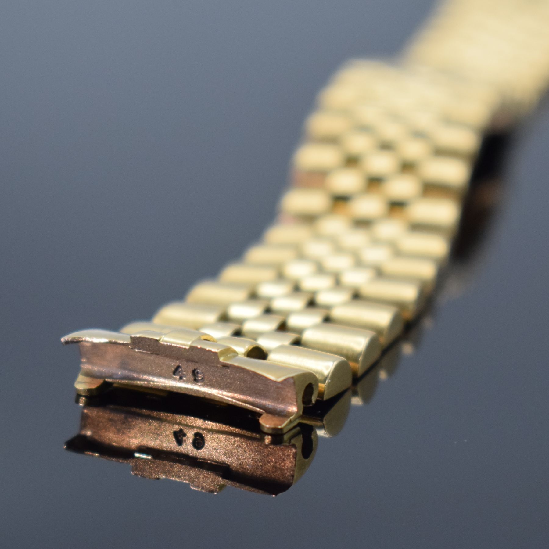Detail b: ROLEX Jubileeband in GG 750/000 Referenz 8386 mit Endlinks 49, passend z. B. für Ref. 1601, 1608, 1625, 16018, 16008, 16238, 16208, 1803, 18038 oder ...