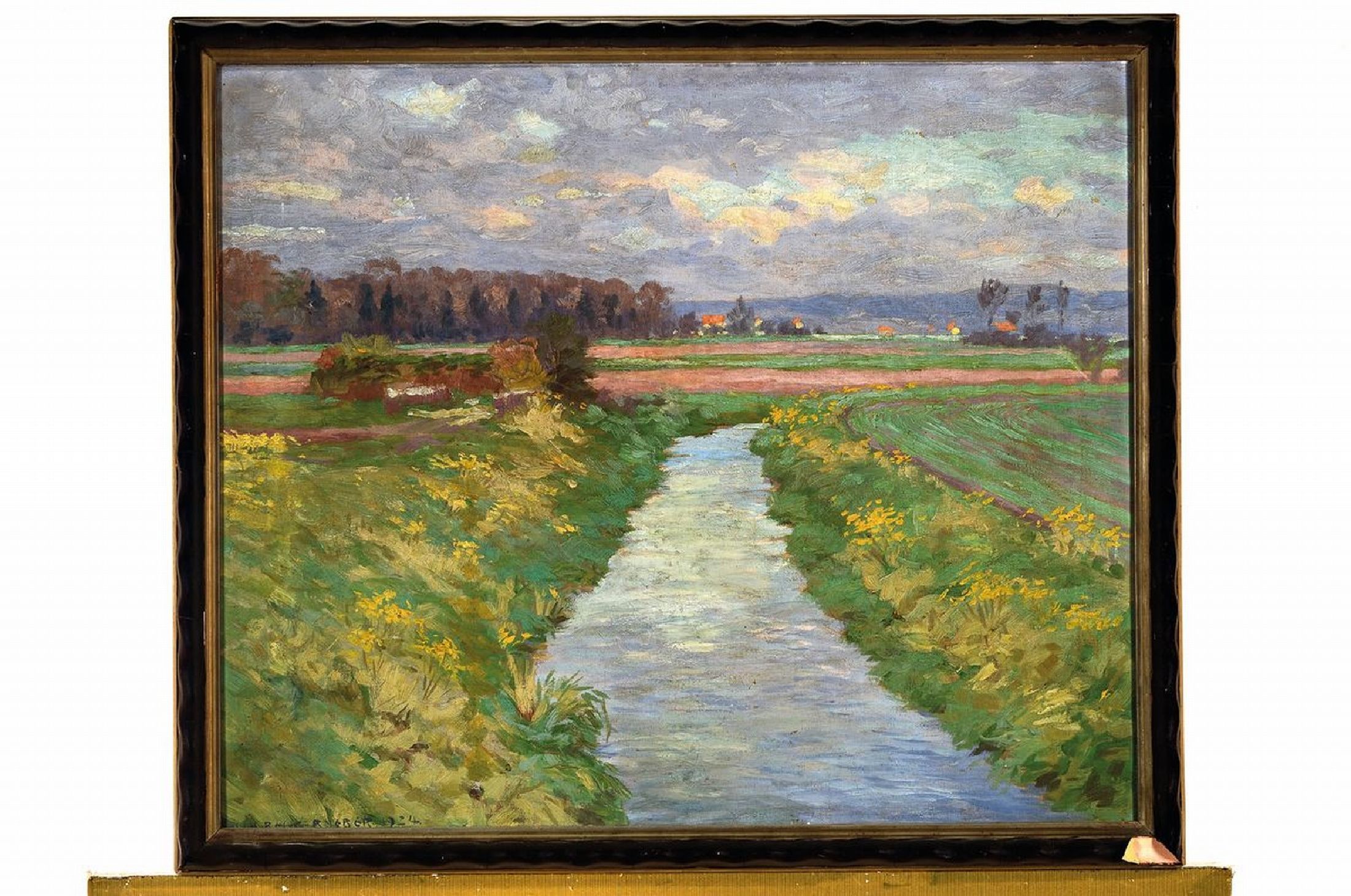Detail b: Hans Josef Becker Leber, 1976 Berlin - 1962 Wedel, Sommerlandschaft, Öl/Lwd, signiert und 1924, ca. 53 x 65 cm, Rahmen , Altersspuren