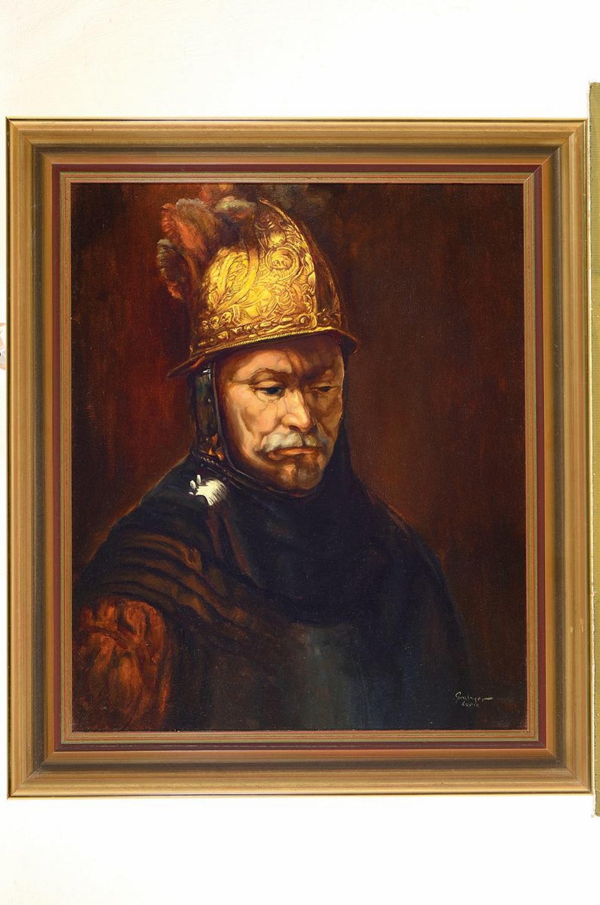 Detail k: 2 Werke Manfred Grabners, 20.Jh., a. Kopie nach Rembrandts "Mann mit dem Goldhelm"; b. Blumenstillleben, je signiert, Öl/Lwd, Rahmen,ca. ...
