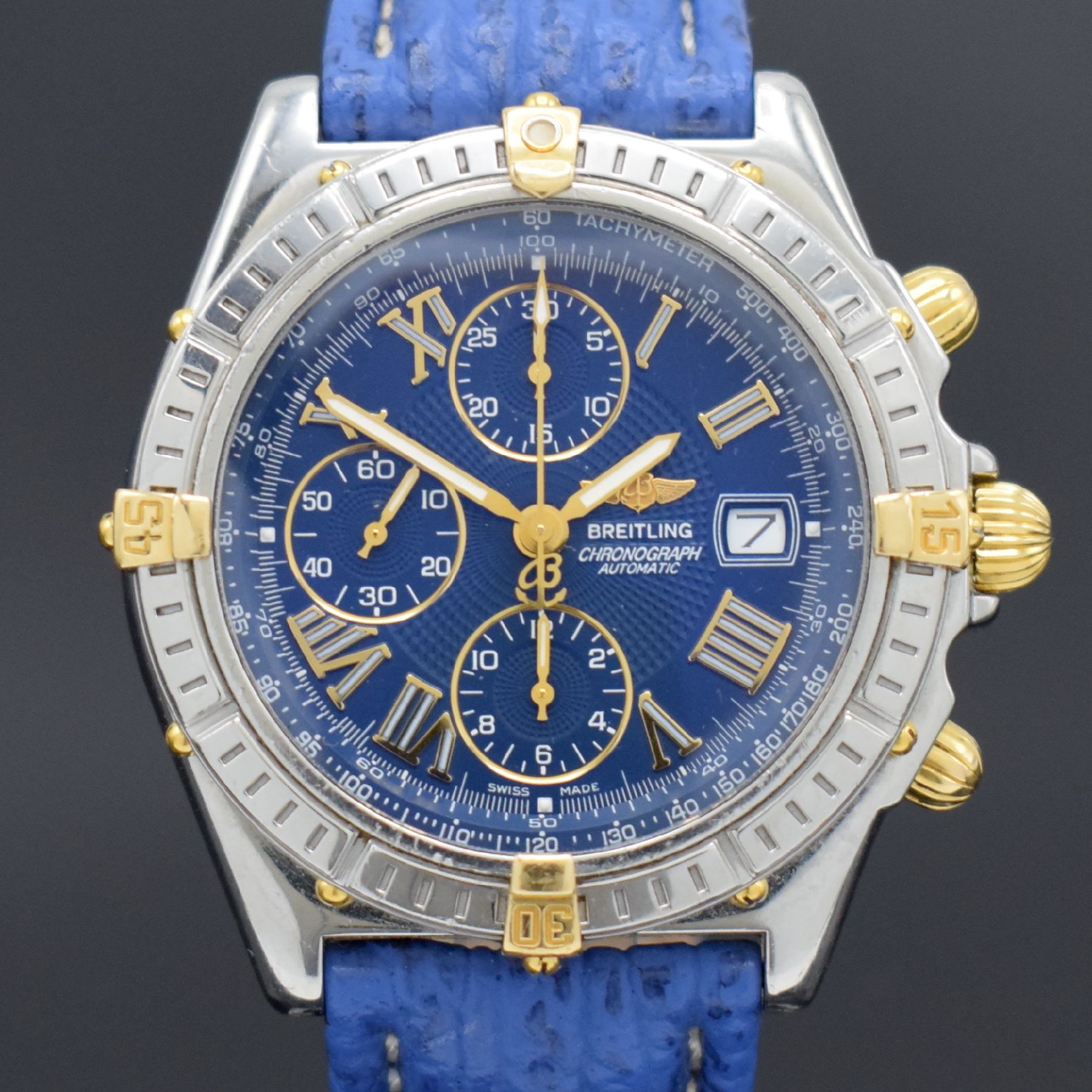 Detail a: BREITLING Armbandchronograph Crosswind Referenz B13055, Automatik, Schweiz um 1998, Edelstahl/Gold kombiniert inkl. Lederband m. orig. Faltschl., ...