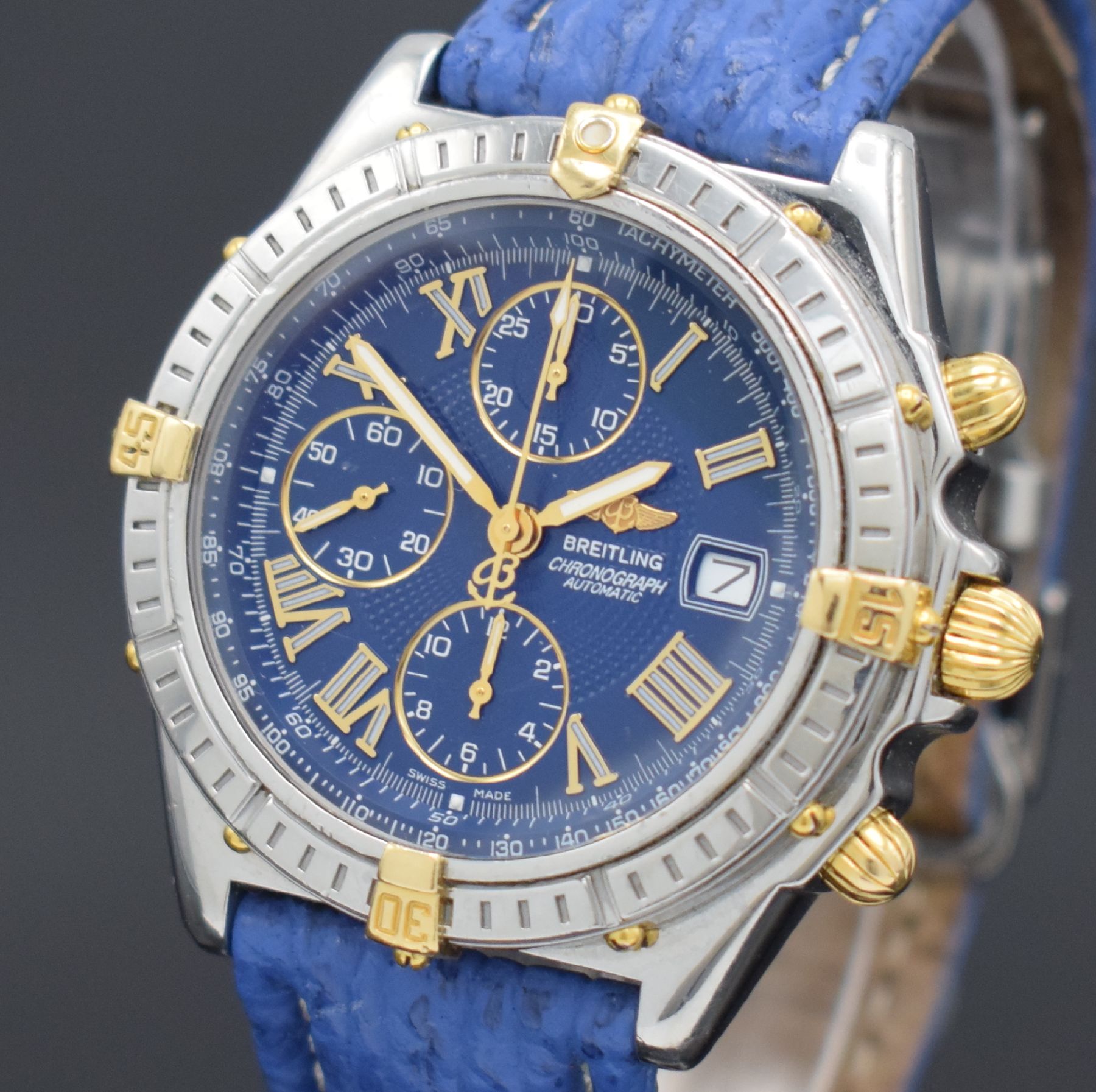 Detail c: BREITLING Armbandchronograph Crosswind Referenz B13055, Automatik, Schweiz um 1998, Edelstahl/Gold kombiniert inkl. Lederband m. orig. Faltschl., ...