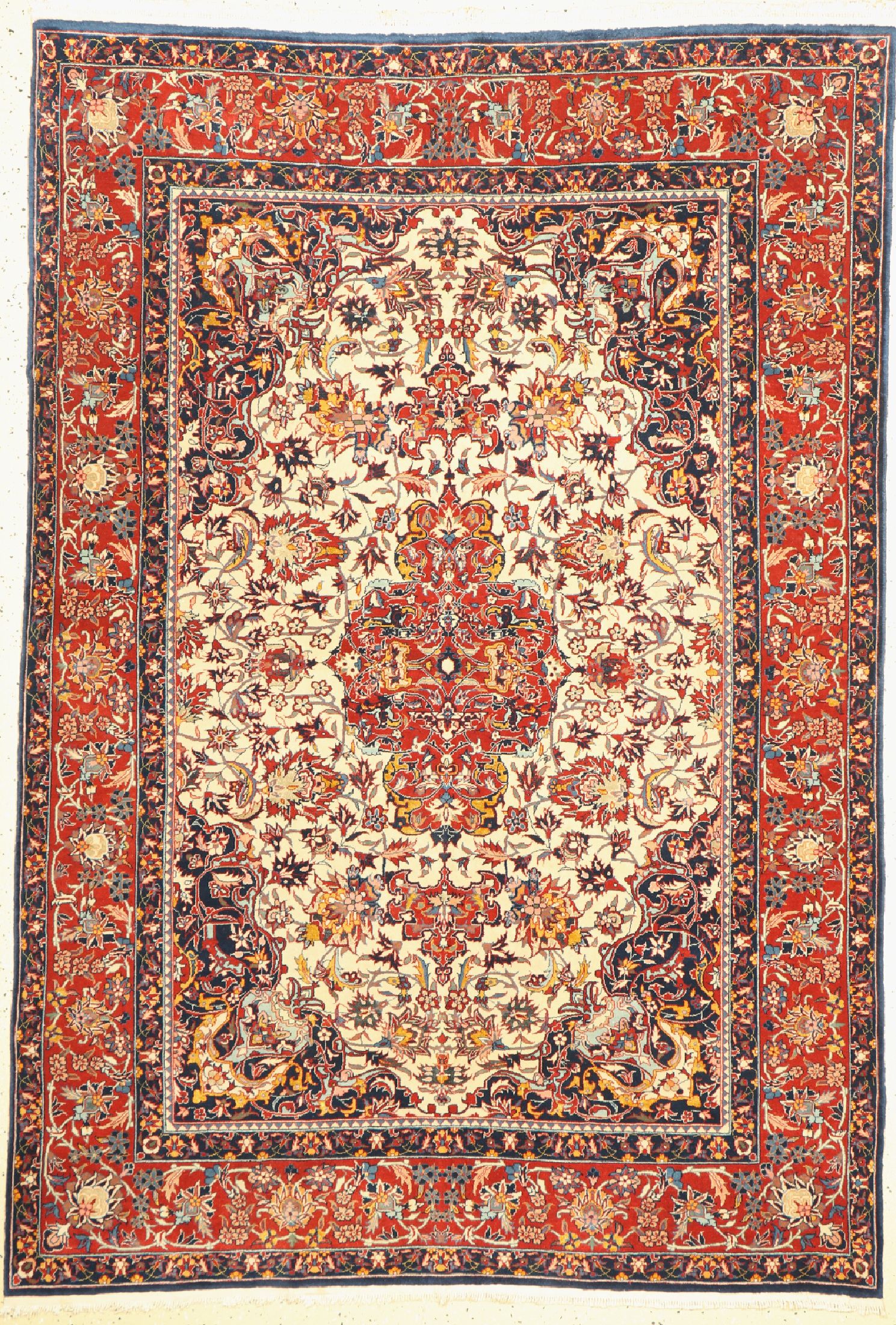 Esfahan fein, China, ca. 40 Jahre, Korkwolle mit und auf Seide, ca. 200 x 140 cm,EHZ: 2
