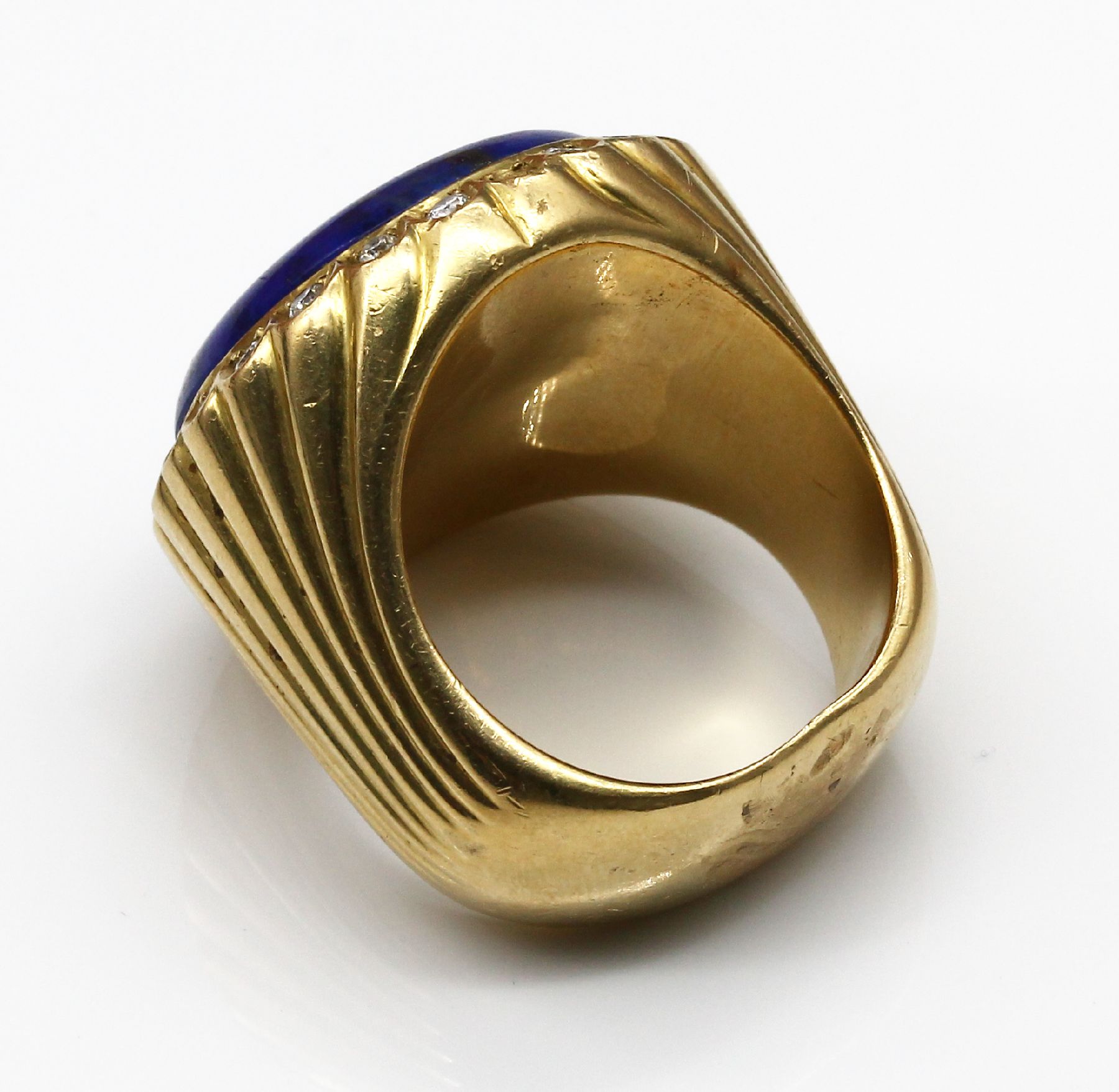 Detail f: 18 kt Gold Lapislazuli Brillant Ring, GG 750/000, gepr., Lapislazuliplatte ca. 24.9 x 23.3 mm umgeben von 22 Brillanten (2 Steine fehlen) zus. ca. ...