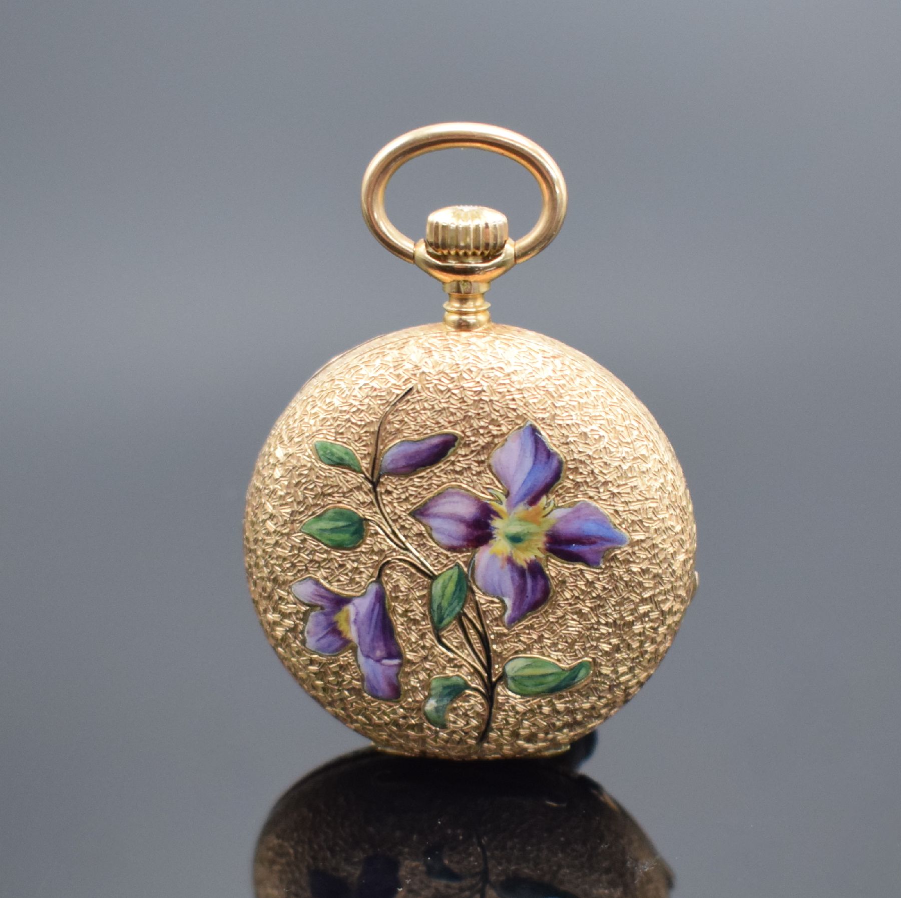 Detail c: BOREL FILS & CIE Savonette & 1 offene Damentaschenuhr in RoséG 585/000, Schweiz um 1890-1900, 1.) guill. 3 Deckel Goldgeh., Sprungdeckel floral ...