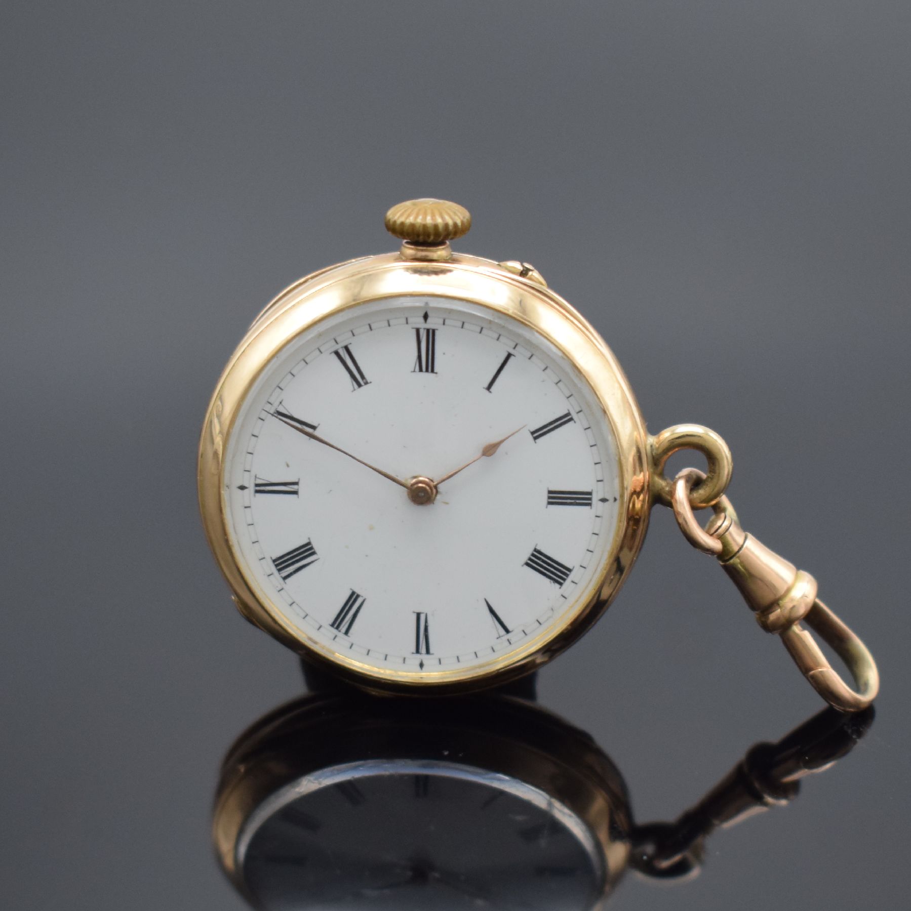 Detail i: BOREL FILS & CIE Savonette & 1 offene Damentaschenuhr in RoséG 585/000, Schweiz um 1890-1900, 1.) guill. 3 Deckel Goldgeh., Sprungdeckel floral ...