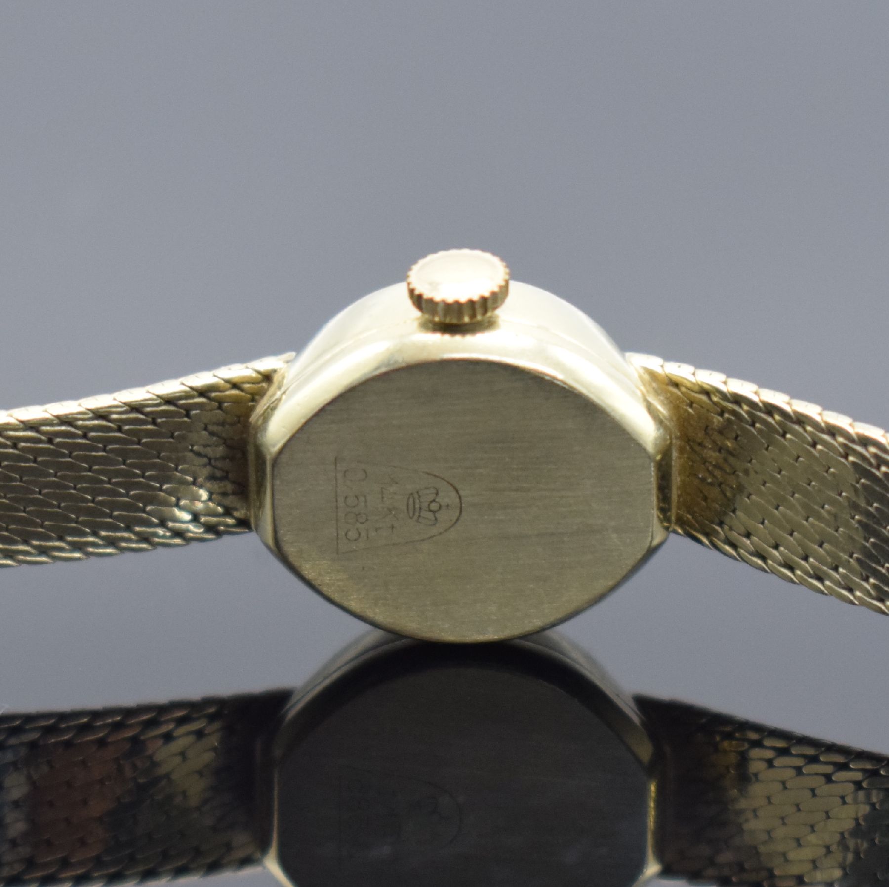 Detail c: Damenarmbanduhr & Damentaschenuhr in GG & RG 585/000, Schweiz um 1960 / 1890, Handaufzug, 1.) Armbanduhr m. Milanaiseband, rotverg. Werk Kal. AS ...