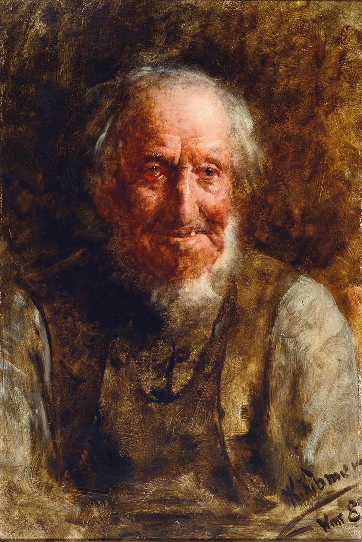 Karl Wibmer, 1864 Marburg a.d. Drau - 1891 Schladming, Studium an den Akademien Wien, Berlin und Weimar, hier: Charakter-Porträt eines wohl eines ...