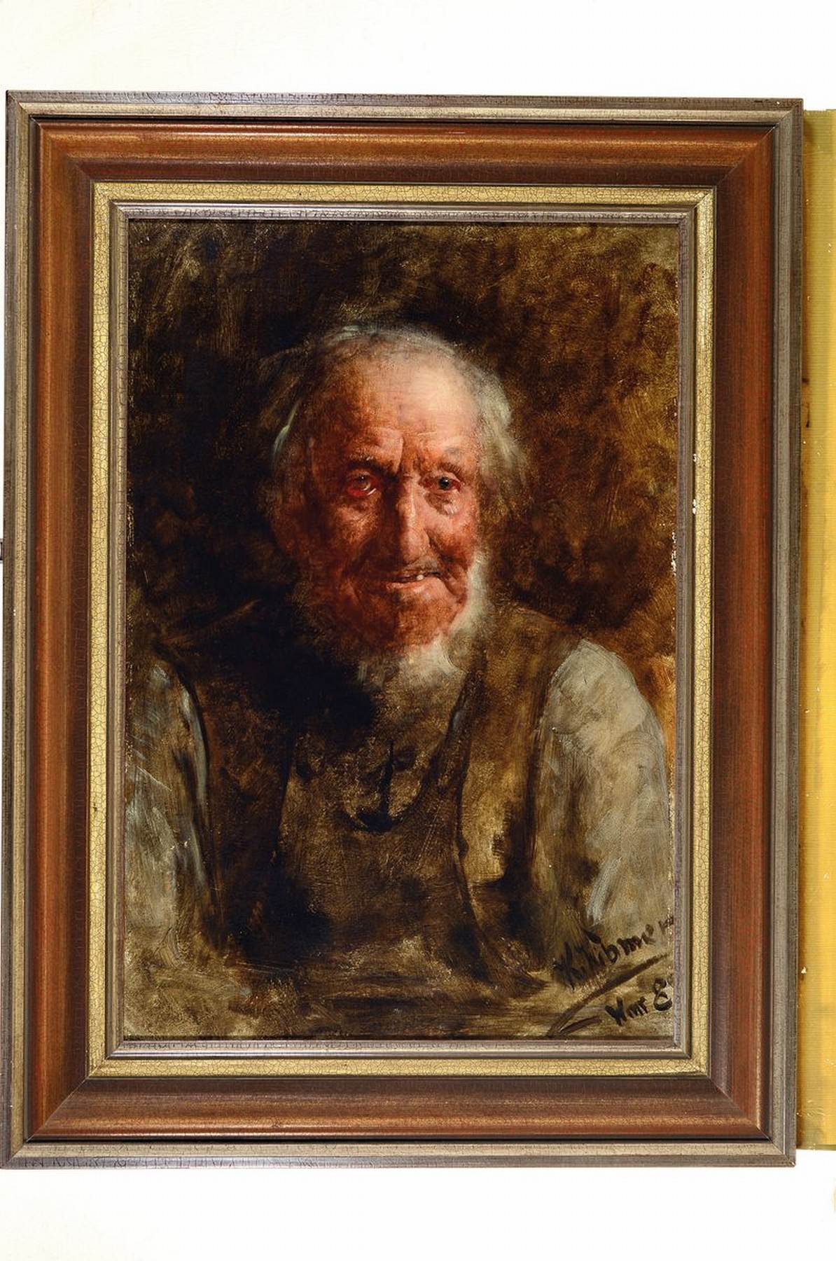 Detail k: Karl Wibmer, 1864 Marburg a.d. Drau - 1891 Schladming, Studium an den Akademien Wien, Berlin und Weimar, hier: Charakter-Porträt eines wohl eines ...