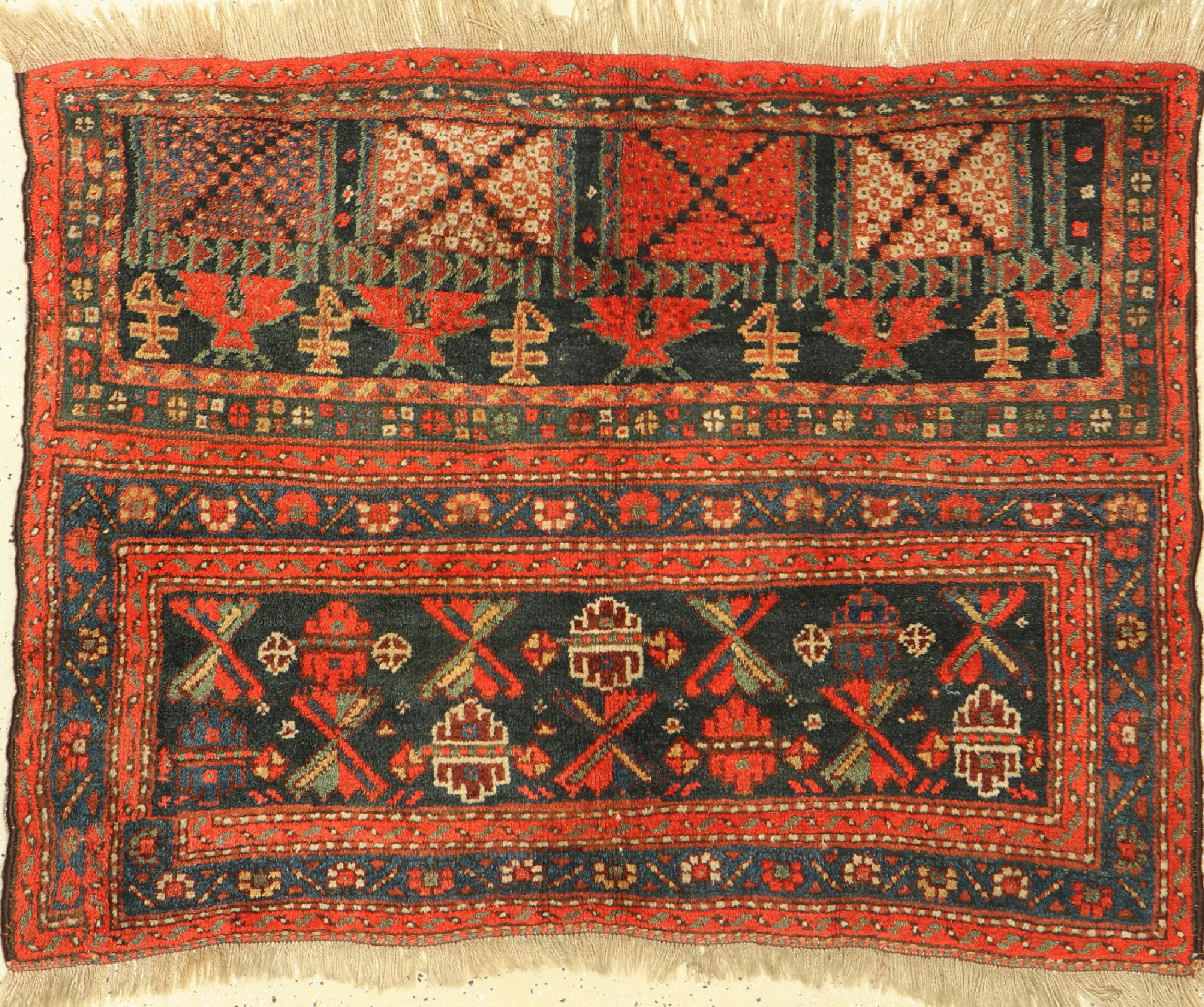 Afschar Taschenfront, Persien, um 1920, Wolle auf Wolle, ca. 120 x 90 cm, EHZ: 2-3