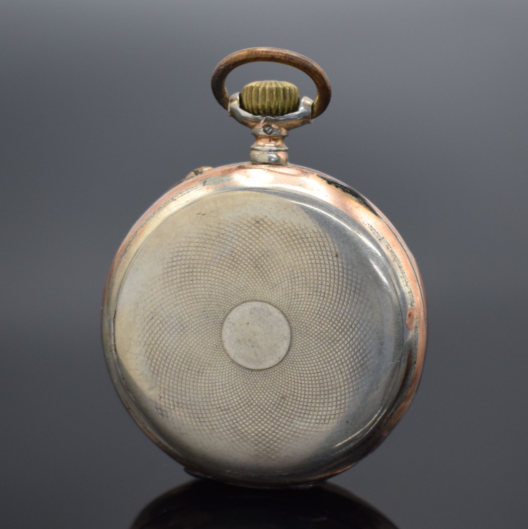 Detail f: IWC / ETERNA 2 offene Herrentaschenuhren in Silber, Schweiz um 1895/1920, guill. Geh. m. verg. Rändern dell./berieben, Emailzifferblätter riss., ...