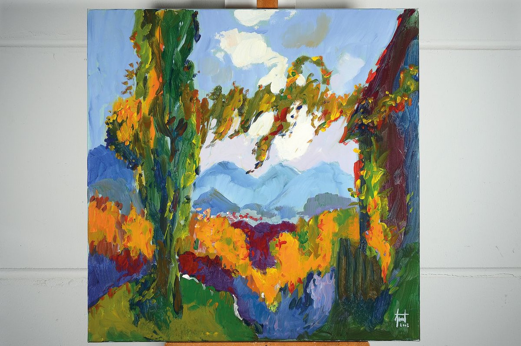 Detail k: Georg Günter Zeuner, 1923 Dresden-2011 Speyer, Landschaft in der Südpfalz, Öl/Lwd, rechts unten signiert und dat. 2008, ca. 80x80cm