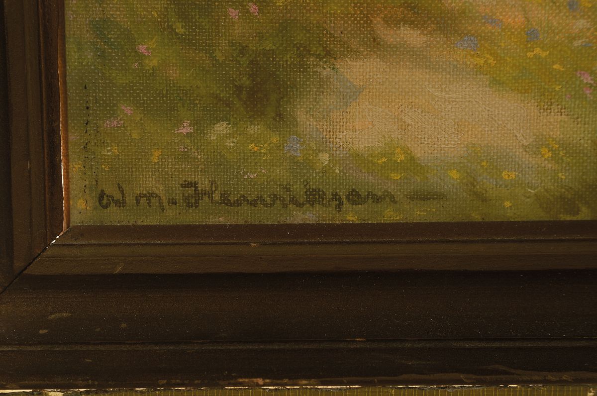 Detail a: William Henriksen, 1880-1964, Birken am Wegrand, Öl/Lwd, links unten signiert, ca. 40x37cm, R. ca. 46x43cm