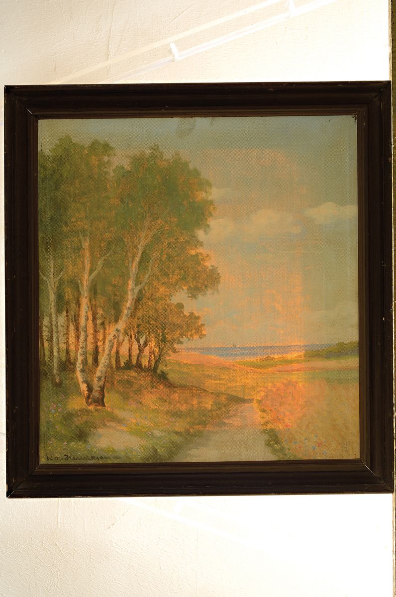 Detail k: William Henriksen, 1880-1964, Birken am Wegrand, Öl/Lwd, links unten signiert, ca. 40x37cm, R. ca. 46x43cm