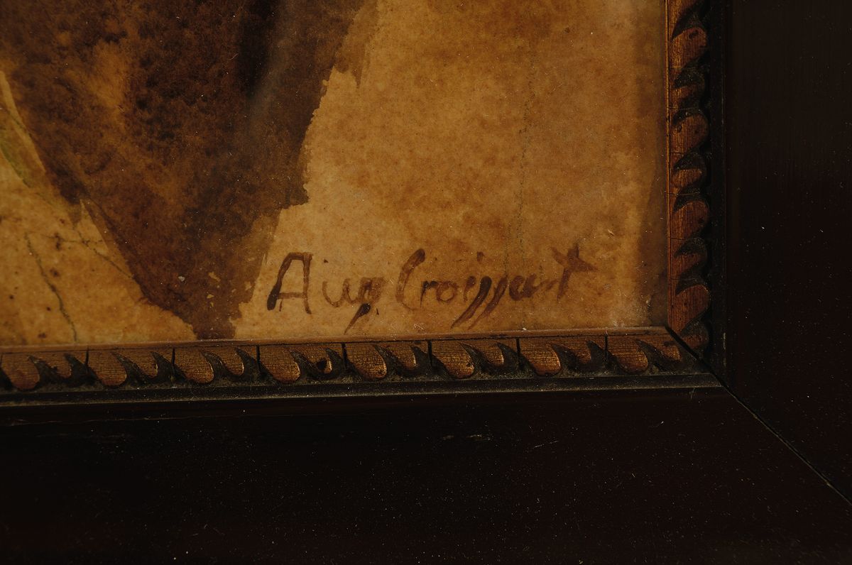 Detail n: August Croissant, 1870 Edenkoben-1941 Landau, 2 Arbeiten: 1) Aquarell, Porträt einer Frau mit Kopftuch, rechts unten sign., ca. 40x30cm, R. ca. ...
