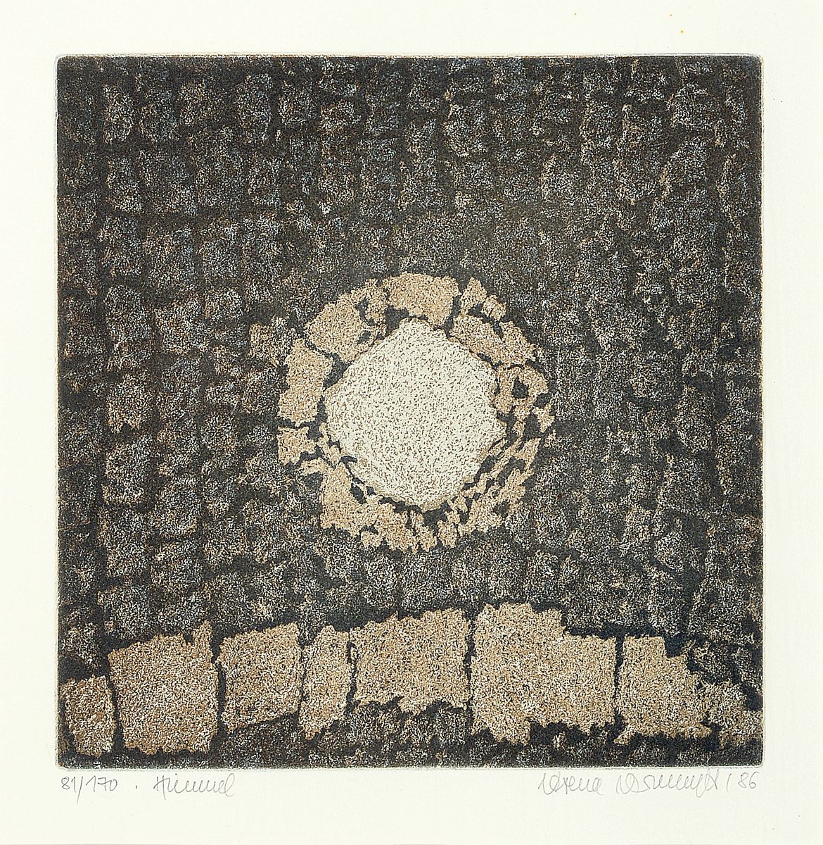 Verena Vernunft, geb. 1945 Rehhorst, drei Aquatinta-Radierungen: a. "Kreuz", Ed. 81/170, b. "Säule", Ed. 75/100, c. ...